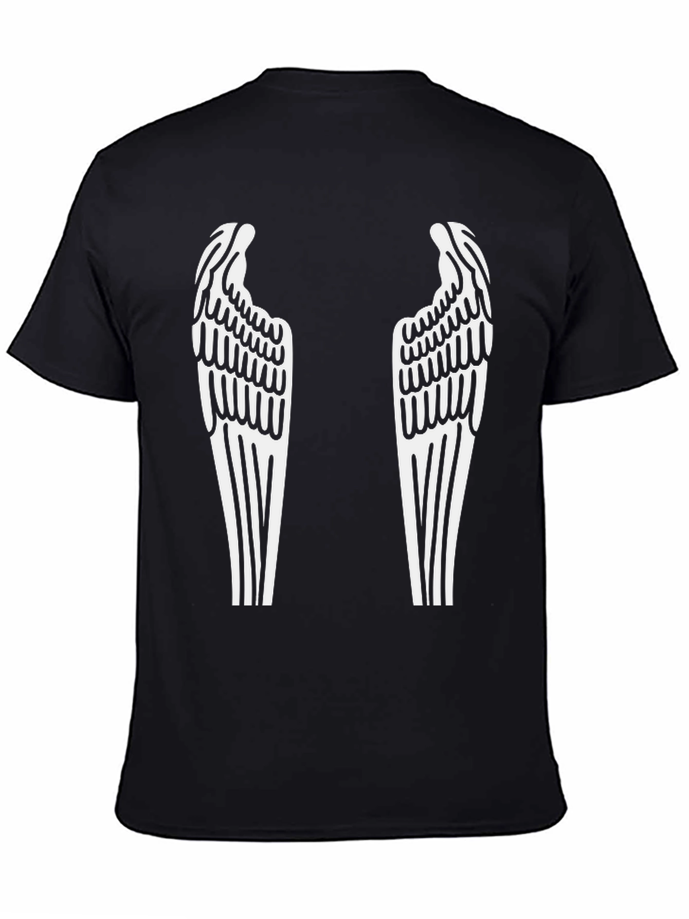 Angel Wings Graphic Tee - Black Cotton Blend
