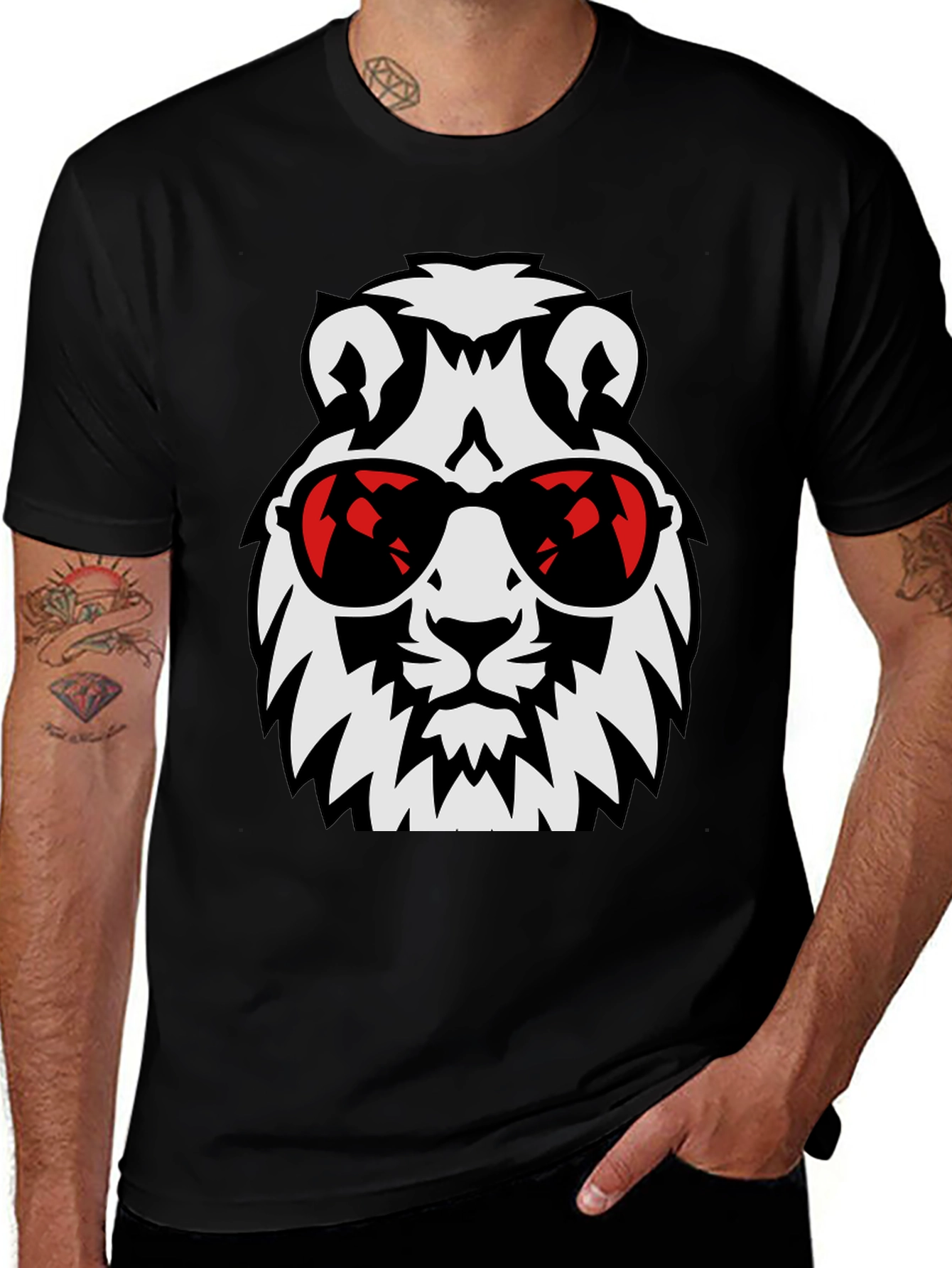 Cool Lion Graphic Tee - Black Stylish T-Shirt