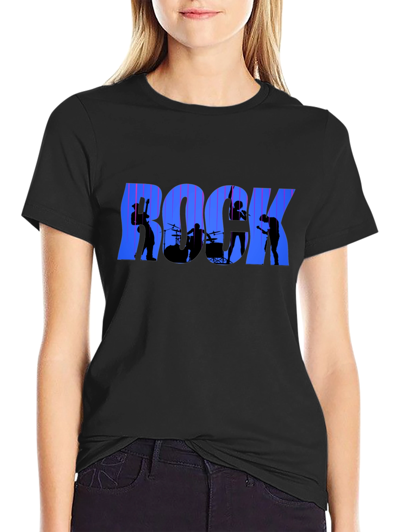 Rock Band Graphic T-Shirt - Black Crew Neck Tee