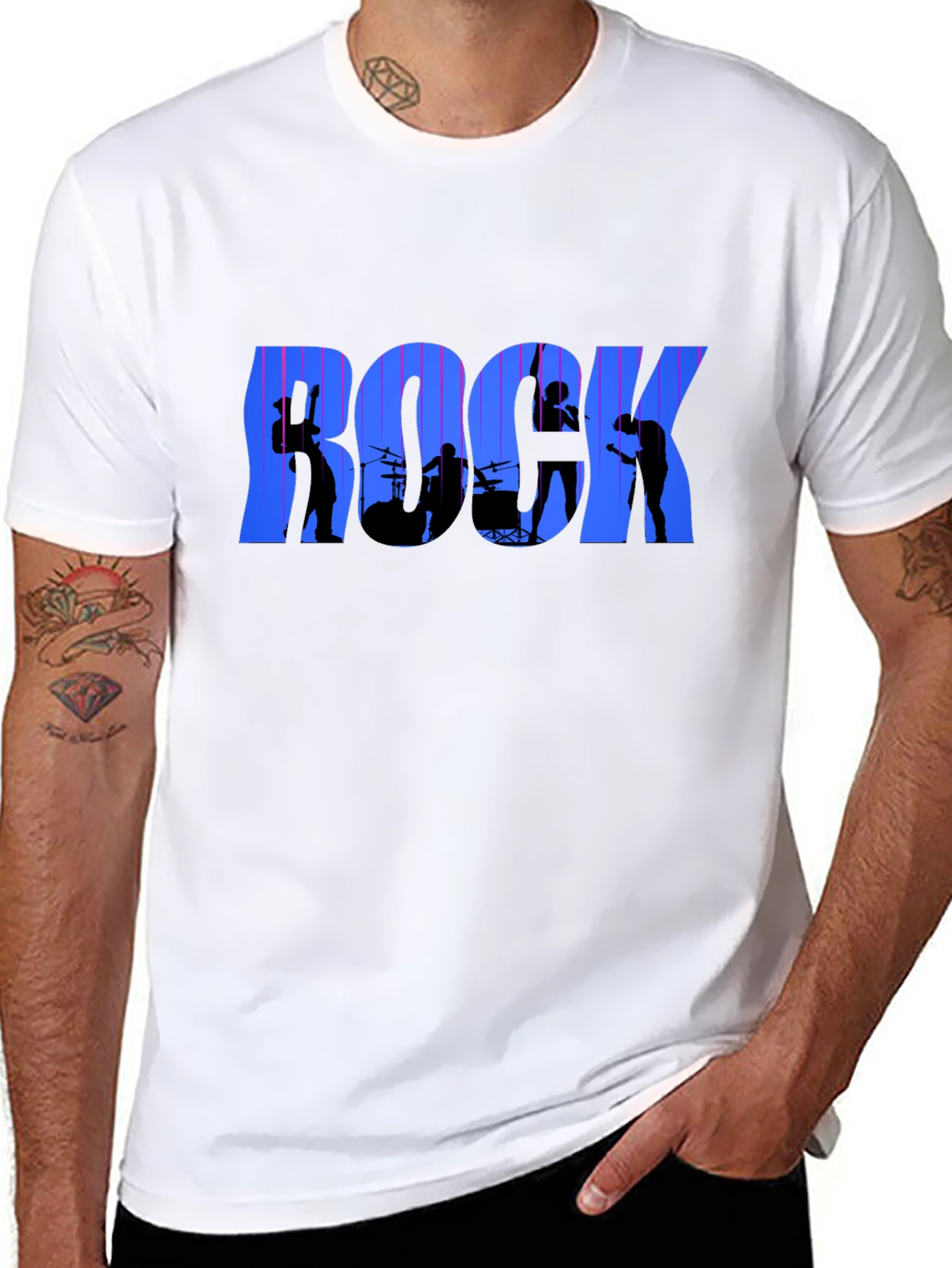 Rock Band Graphic T-Shirt - Black Crew Neck Tee