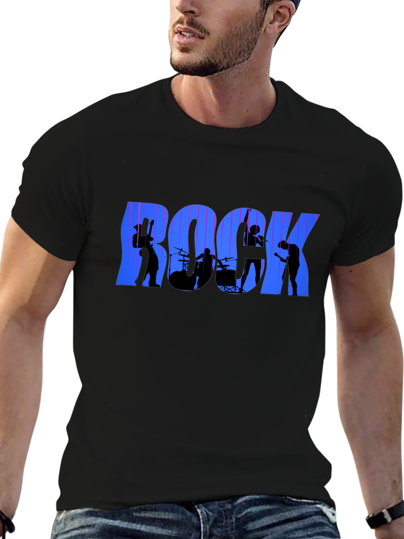 Rock Band Graphic T-Shirt - Black Crew Neck Tee