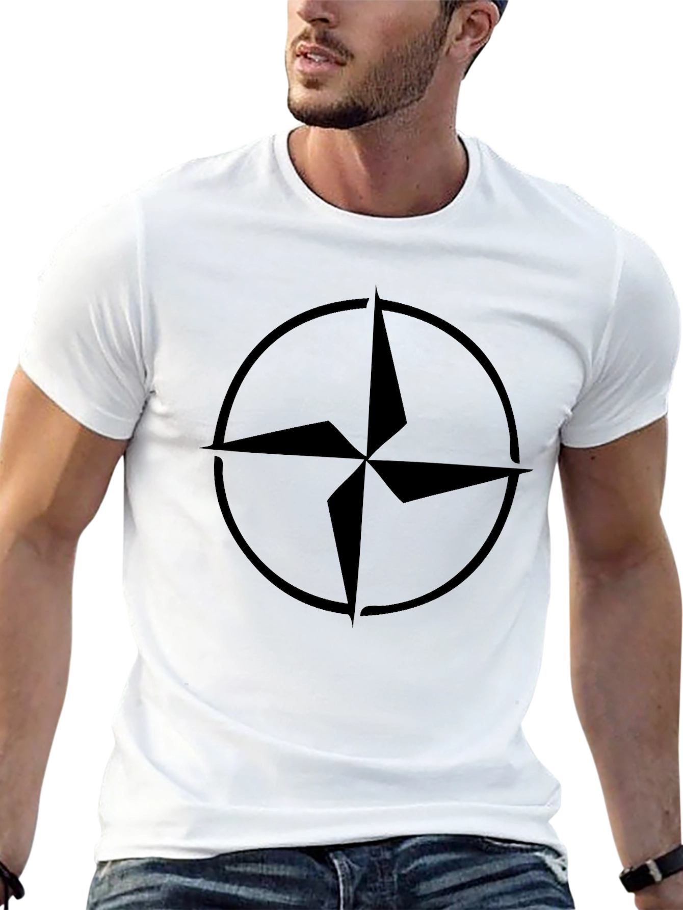 Compass Graphic Tee - Black Cotton Comfort