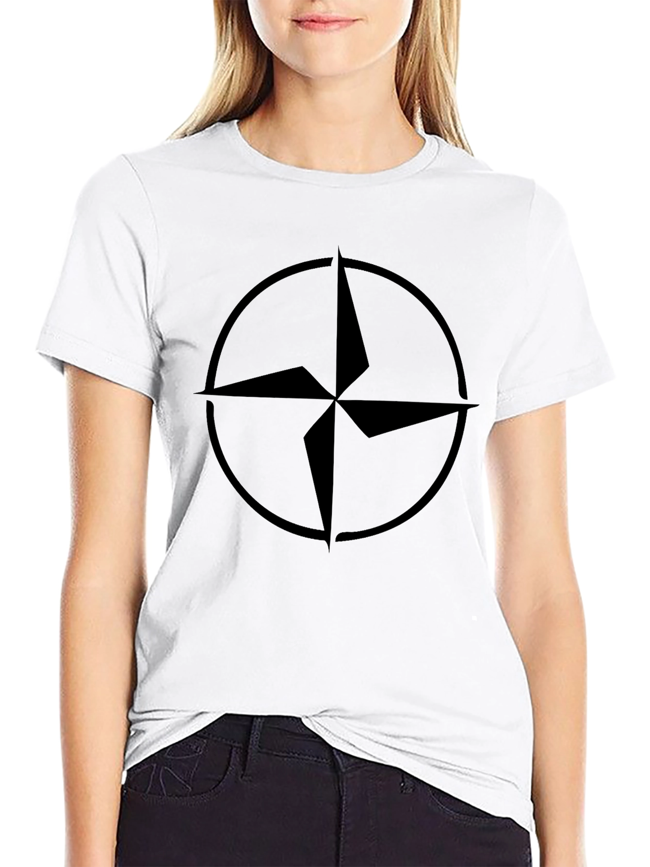 Compass Graphic Tee - Black Cotton Comfort