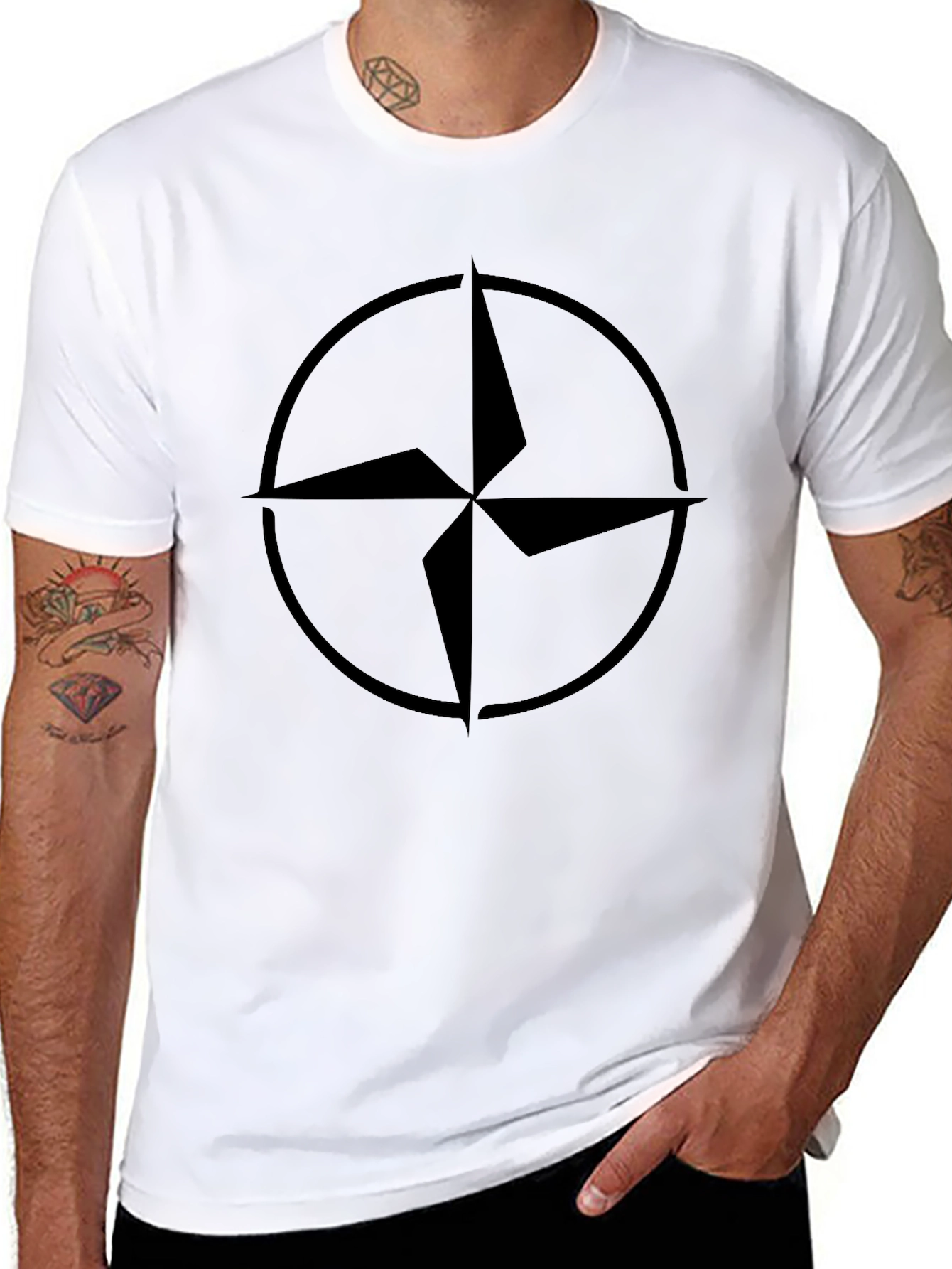 Compass Graphic Tee - Black Cotton Comfort