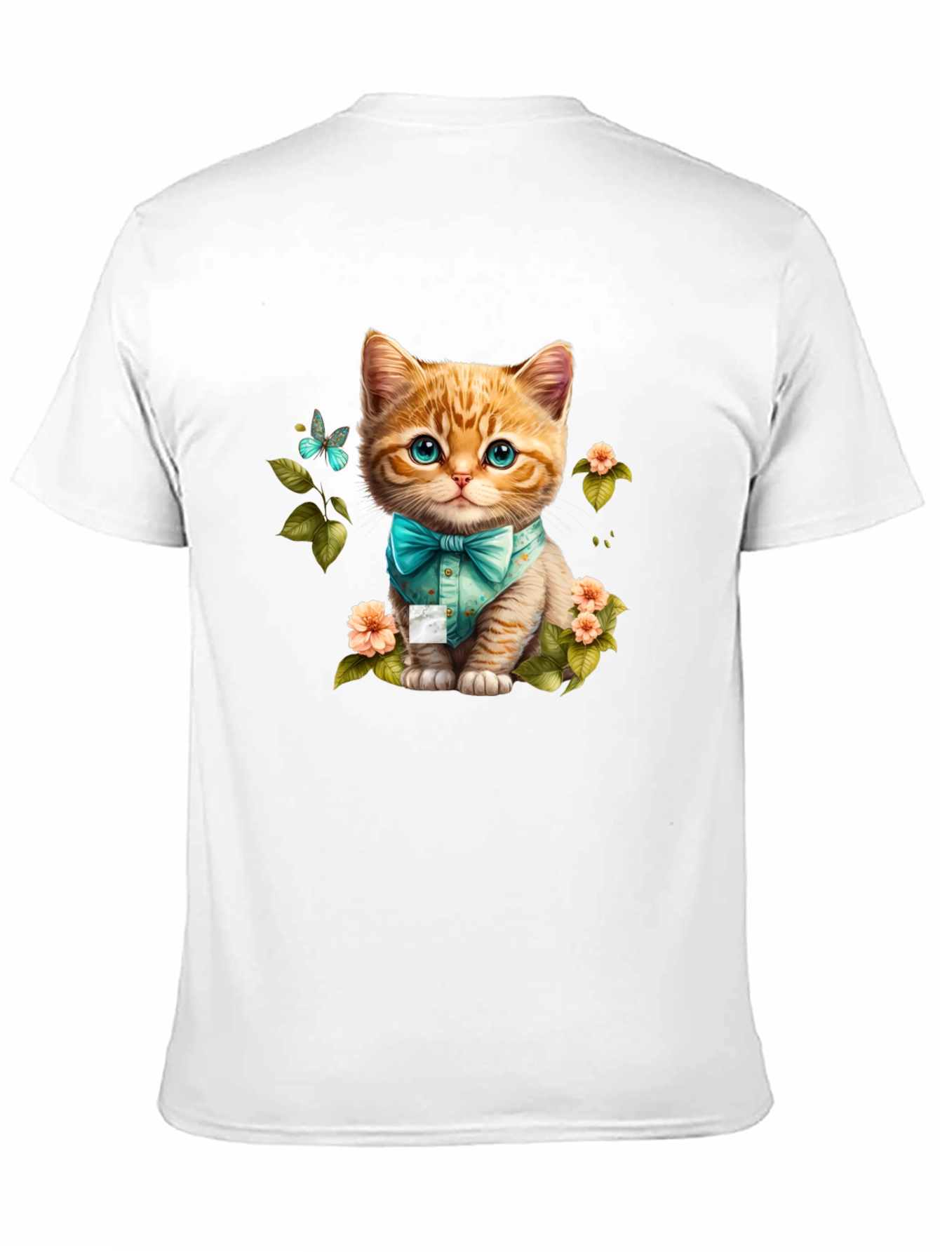 Cat with Bow Tie Graphic Tee - Black