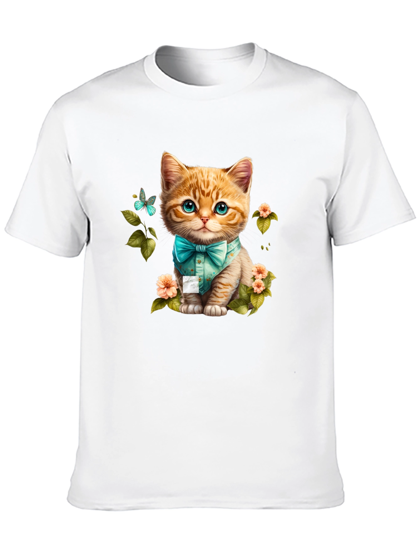 Cat with Bow Tie Graphic Tee - Black