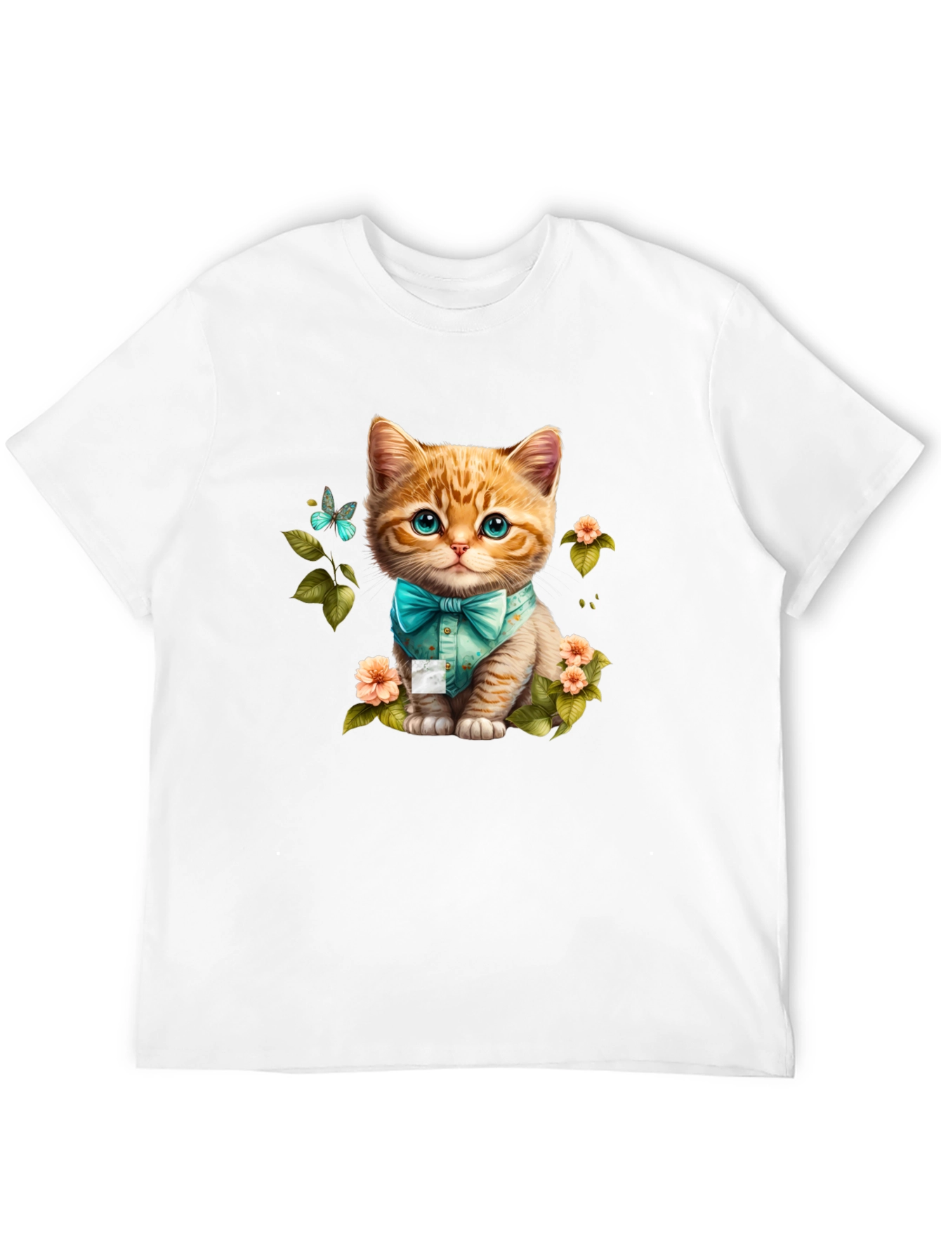 Cat with Bow Tie Graphic Tee - Black