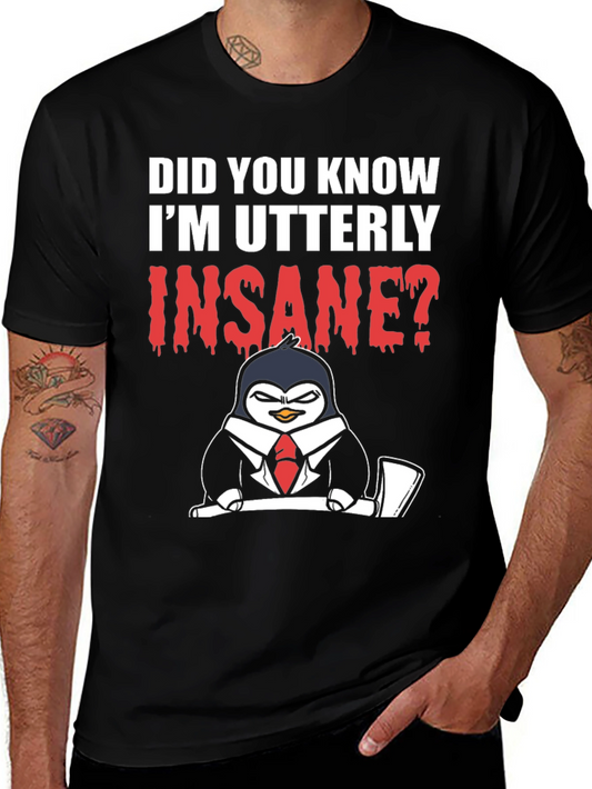 Insane Penguin Graphic Tee -  Bold Statement T-Shirt