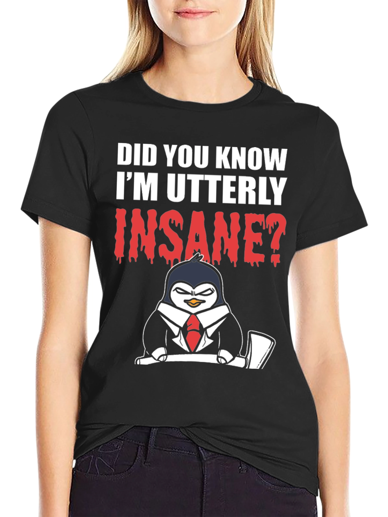 Insane Penguin Graphic Tee -  Bold Statement T-Shirt