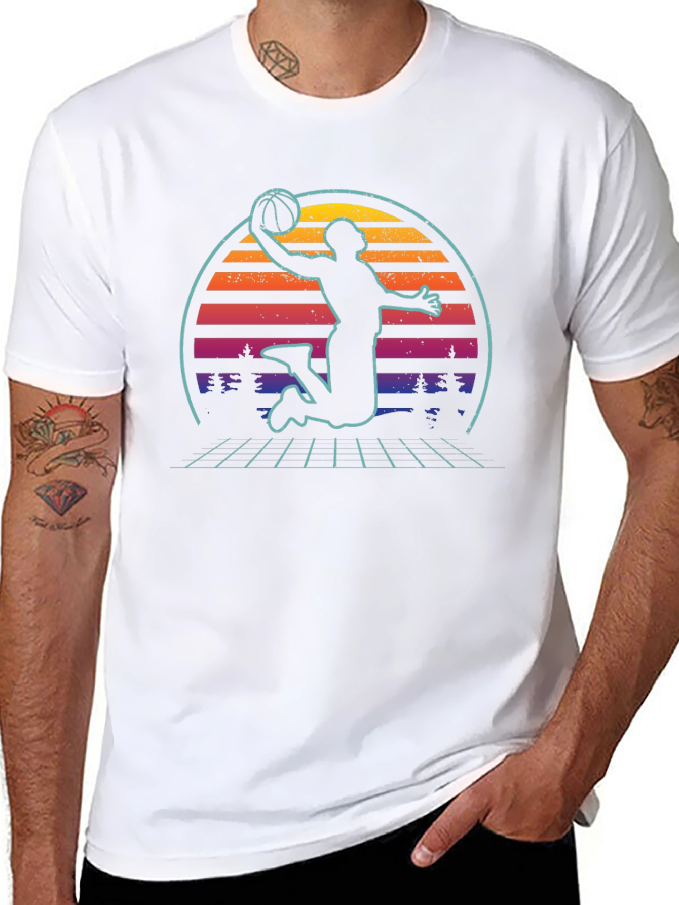 Retro Sunset Basketball Graphic Tee