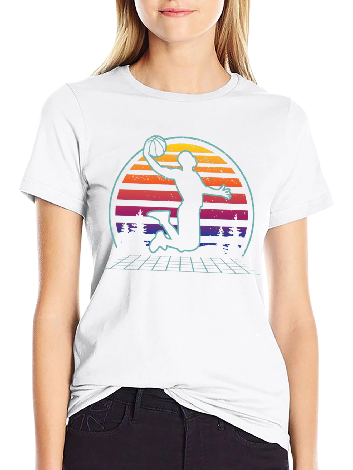 Retro Sunset Basketball Graphic Tee