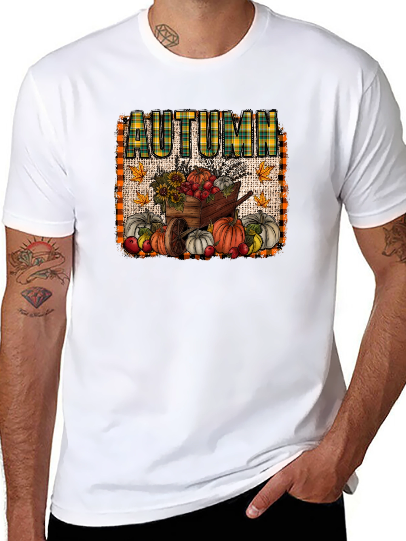 Autumn Harvest T-Shirt: Pumpkin Cart Design