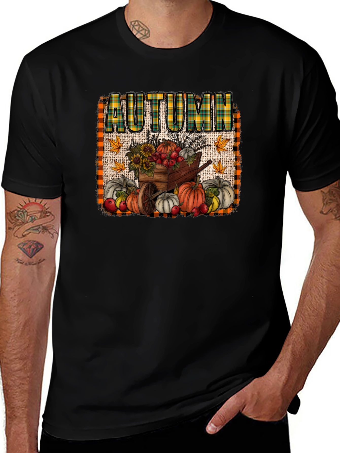 Autumn Harvest T-Shirt: Pumpkin Cart Design