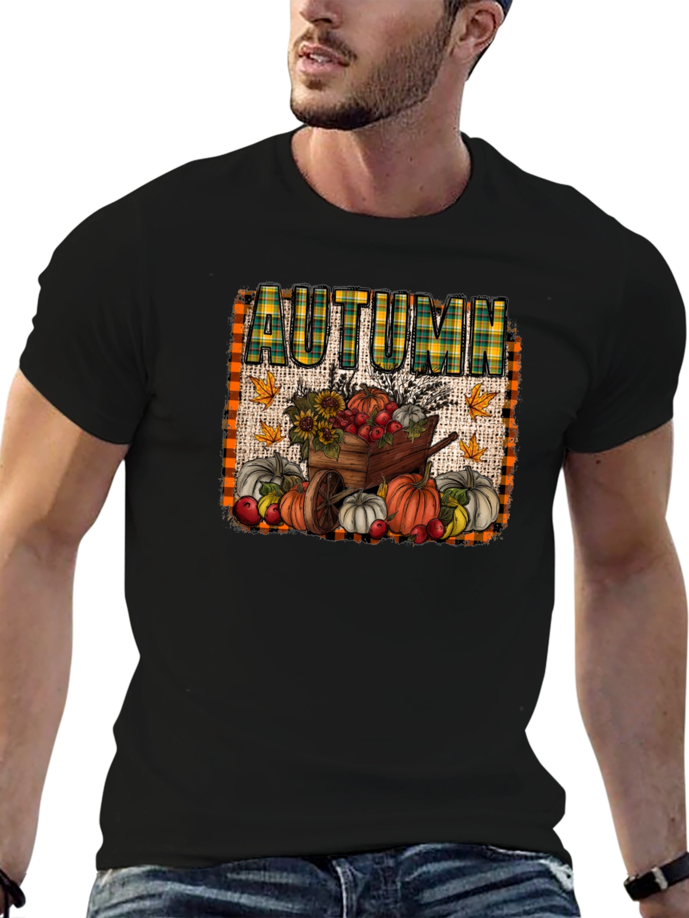 Autumn Harvest T-Shirt: Pumpkin Cart Design