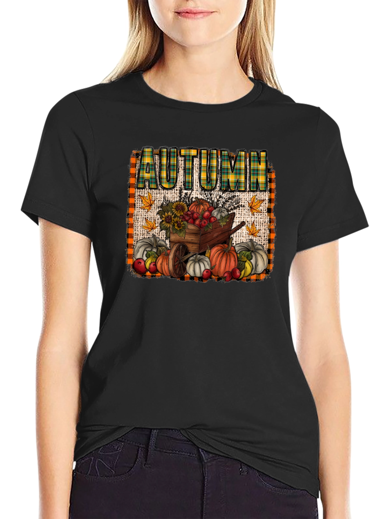 Autumn Harvest T-Shirt: Pumpkin Cart Design