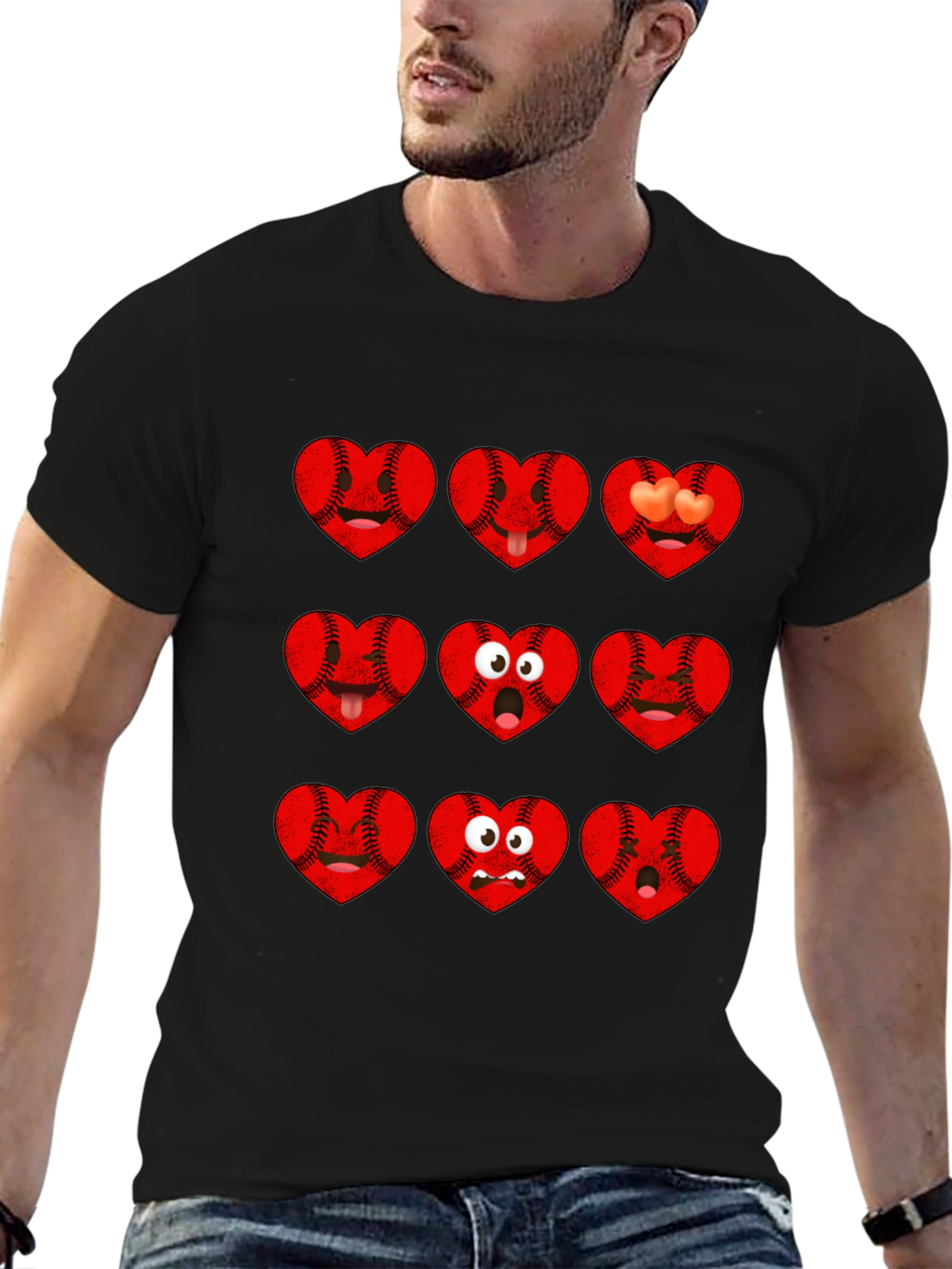 Baseball Heart Emoji Graphic T-Shirt