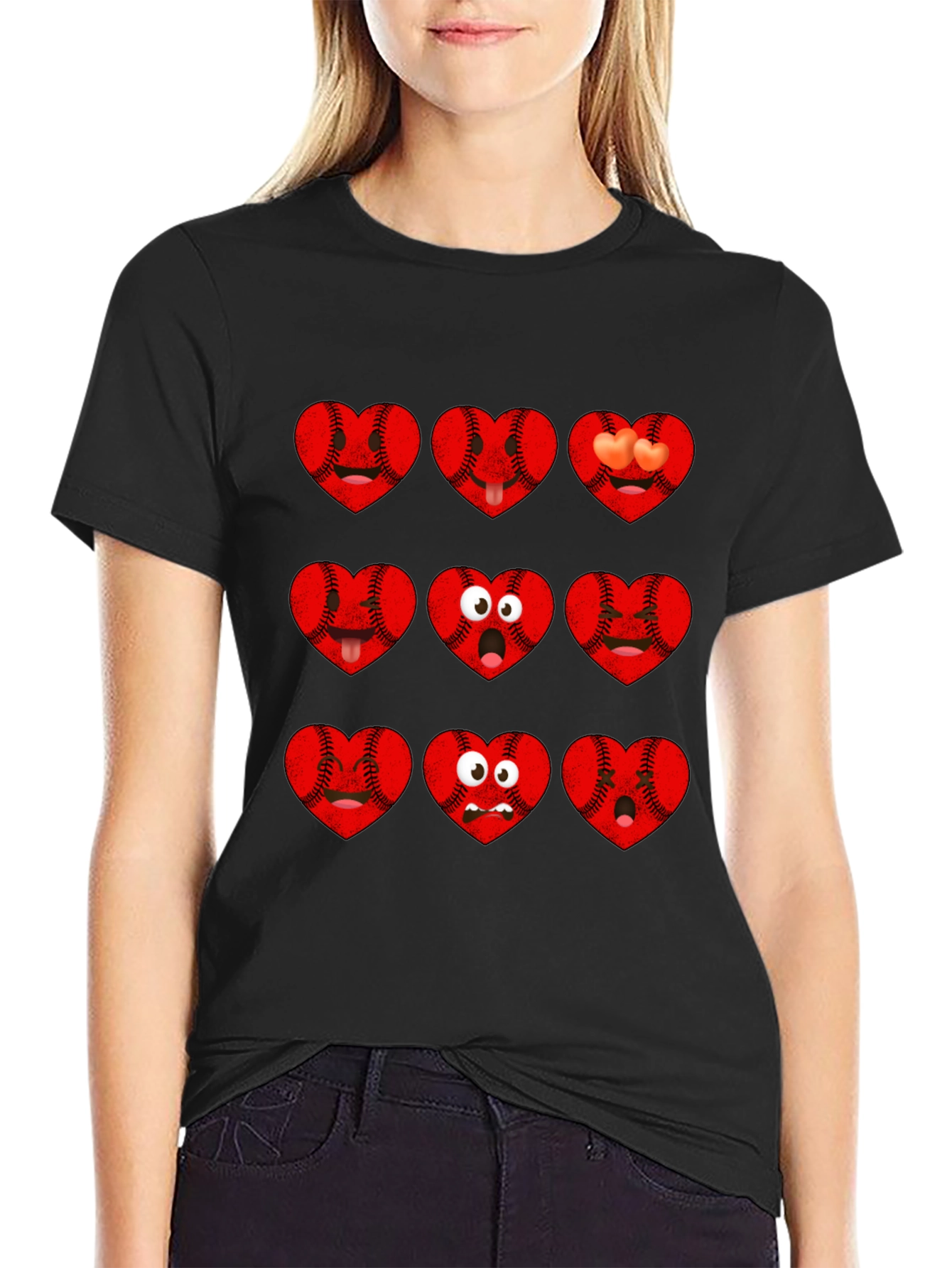 Baseball Heart Emoji Graphic T-Shirt