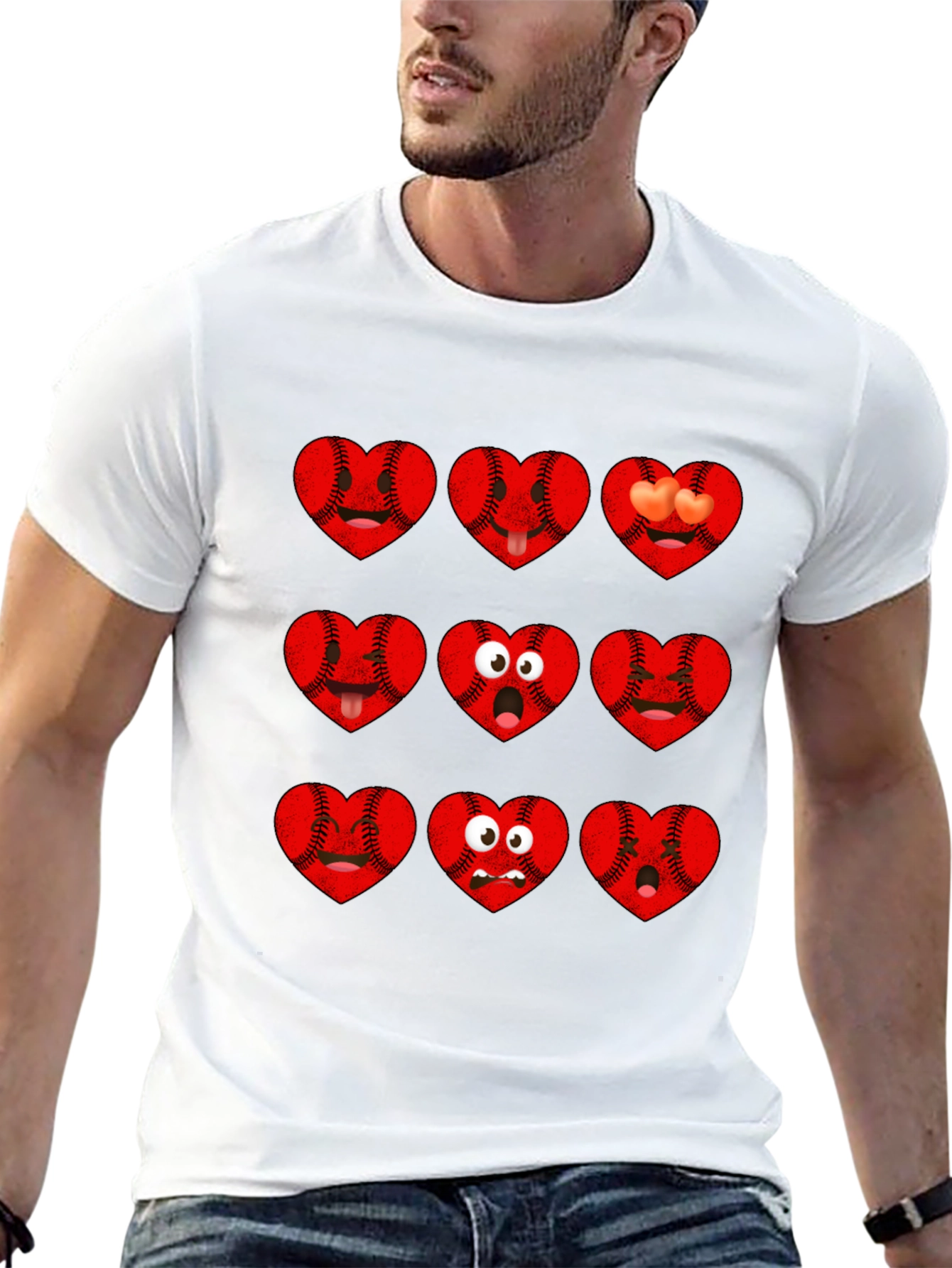 Baseball Heart Emoji Graphic T-Shirt