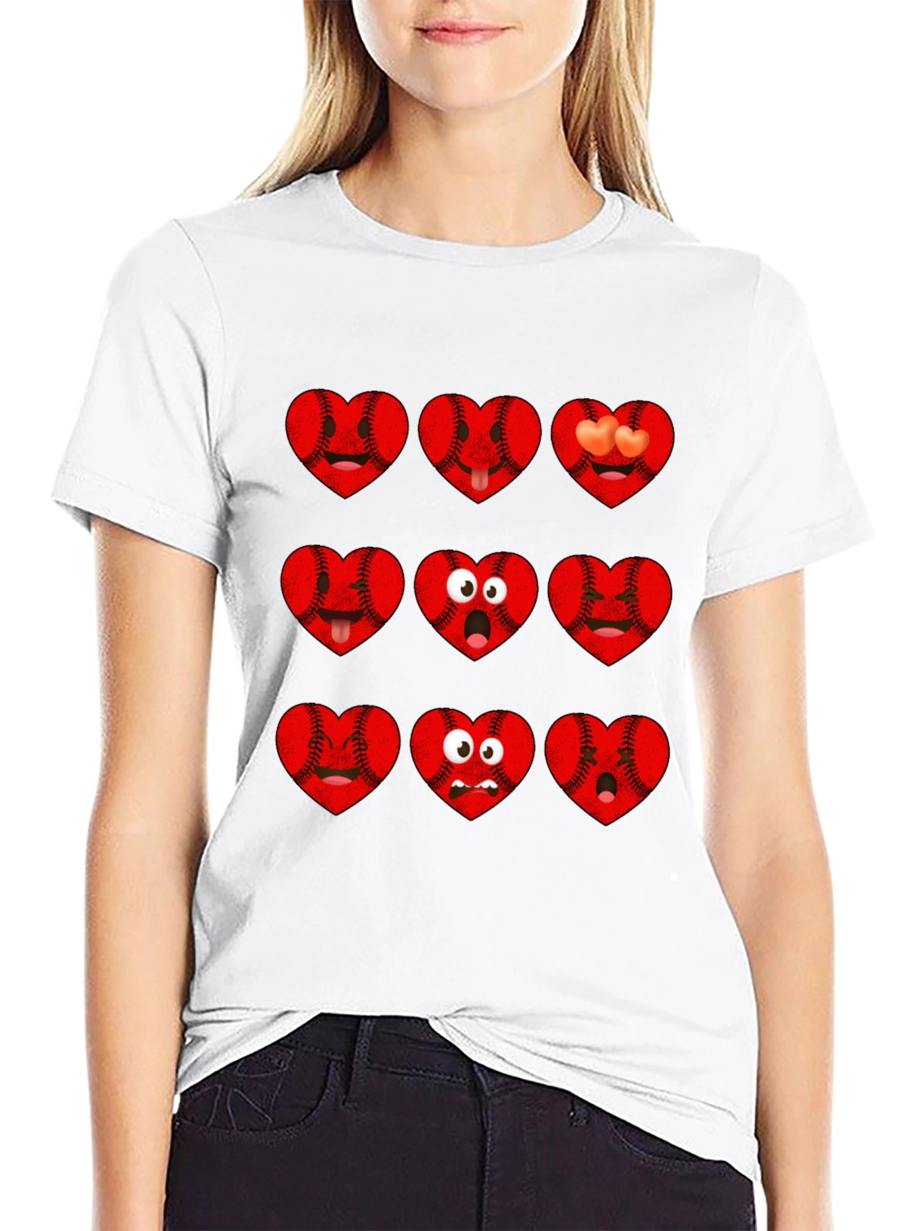 Baseball Heart Emoji Graphic T-Shirt