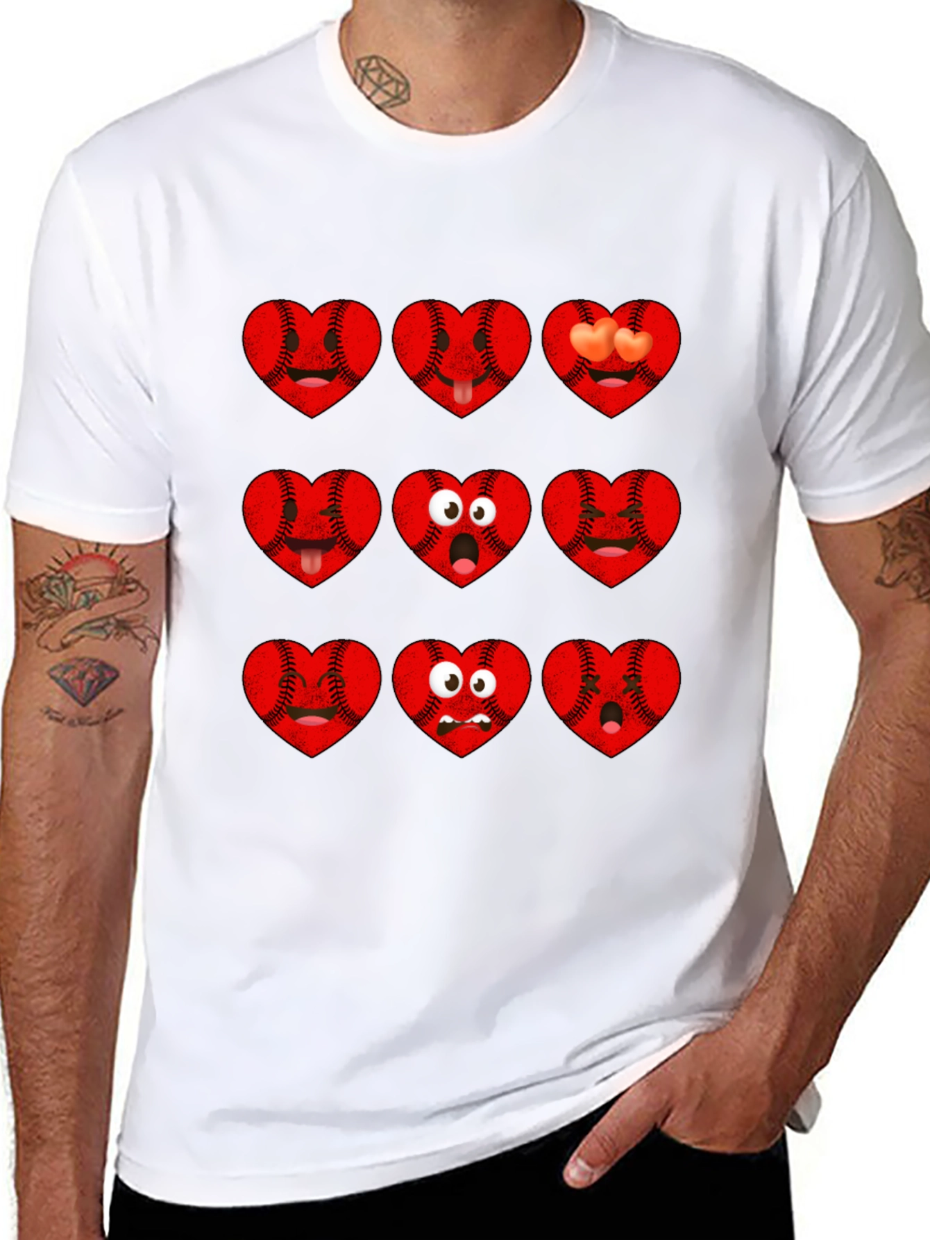 Baseball Heart Emoji Graphic T-Shirt