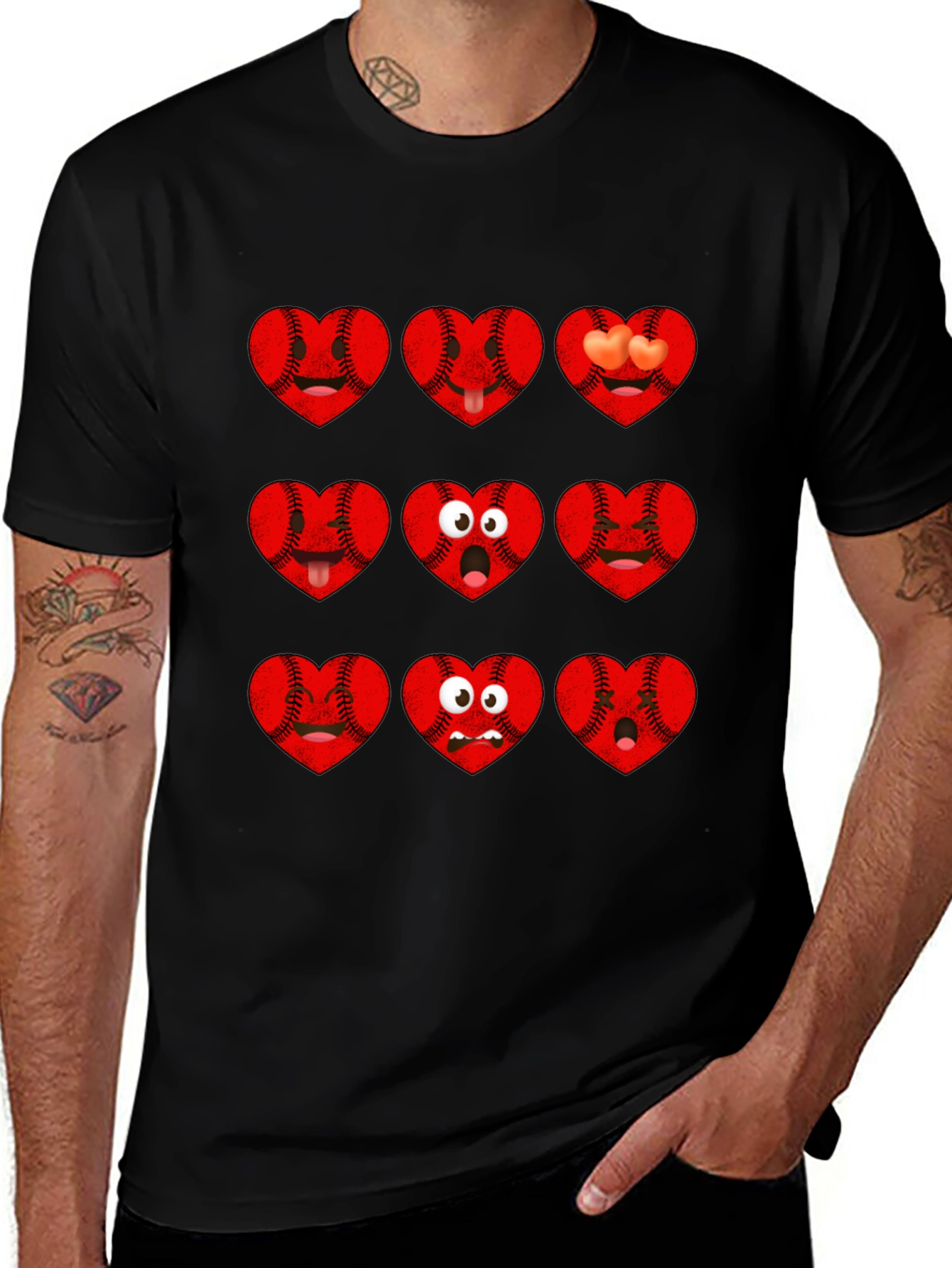 Baseball Heart Emoji Graphic T-Shirt