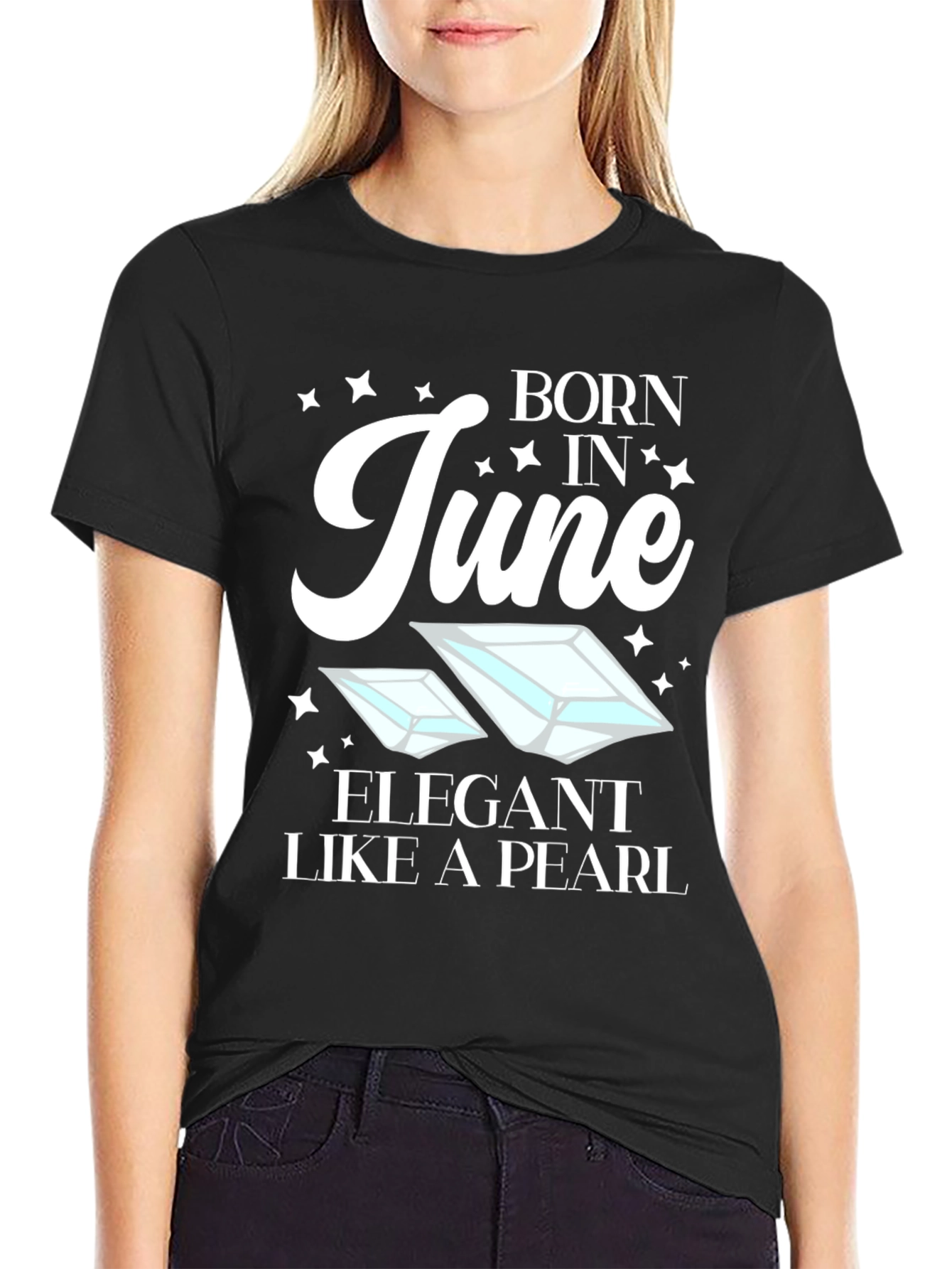 Born in June T-Shirt - Elegant Pearl Design