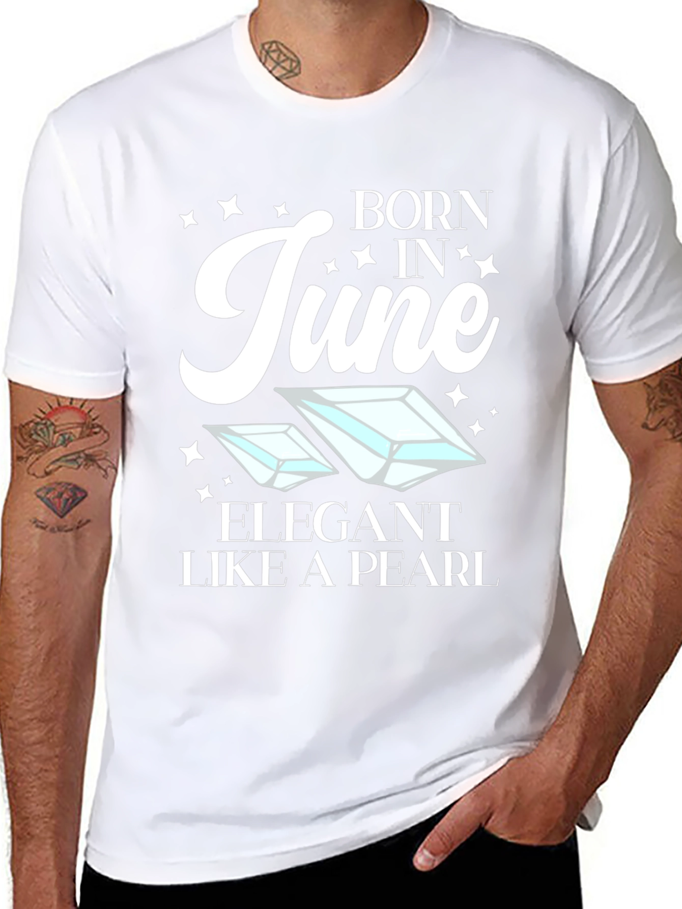 Born in June T-Shirt - Elegant Pearl Design