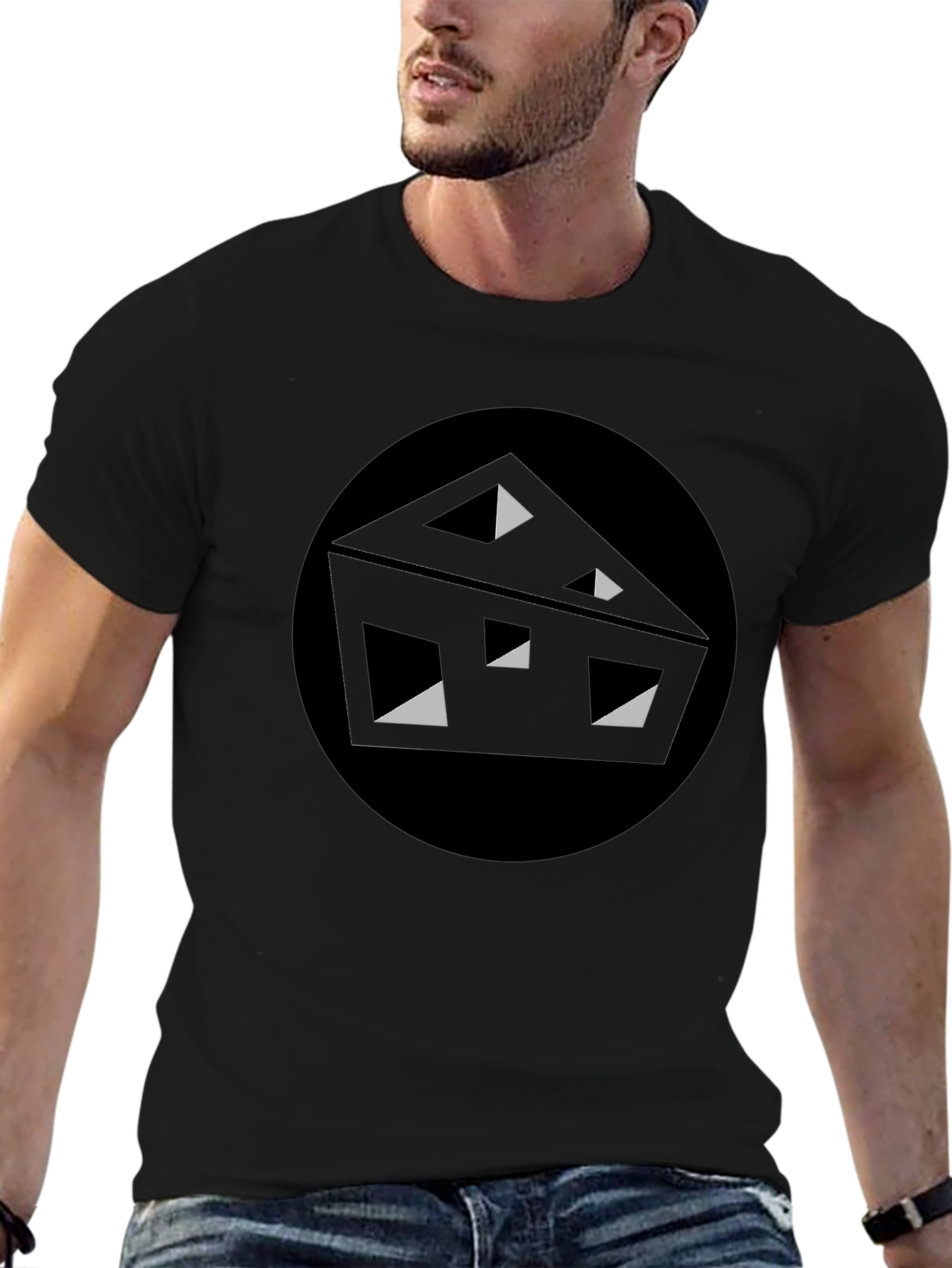 Abstract Cheese Graphic Tee - Black T-Shirt