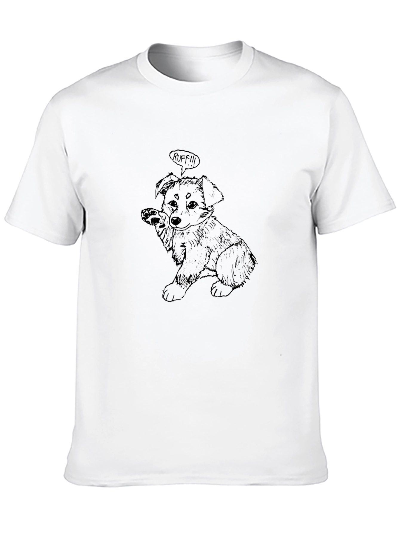 Dog Cartoon Graphic Print Black T-Shirt