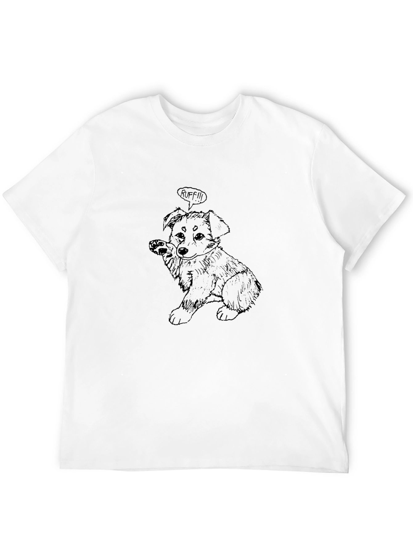 Dog Cartoon Graphic Print Black T-Shirt