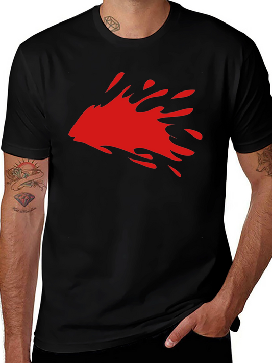 Mens Black T-Shirt with Red Splash Graphic