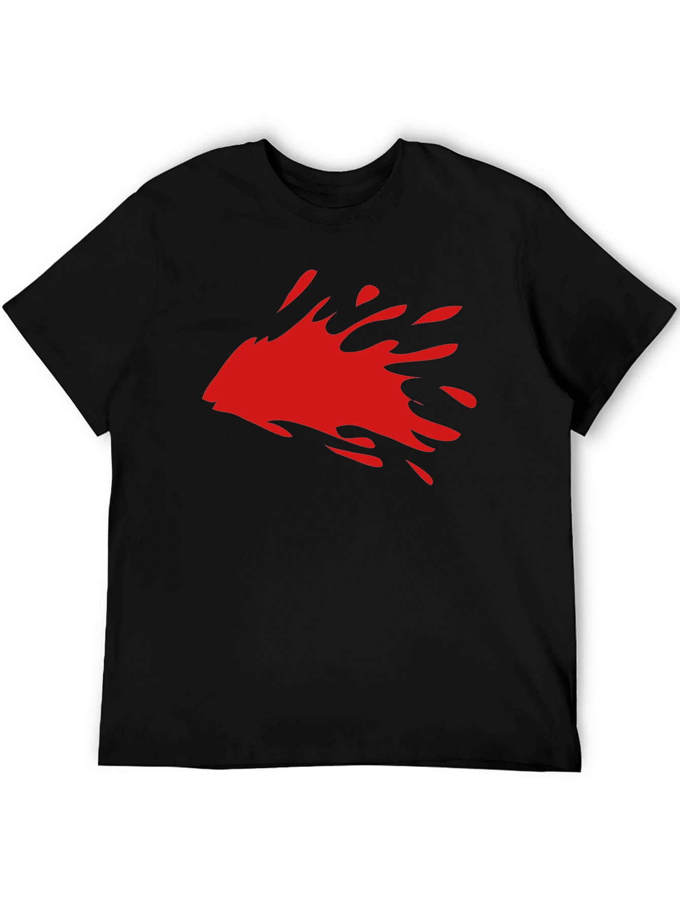 Mens Black T-Shirt with Red Splash Graphic