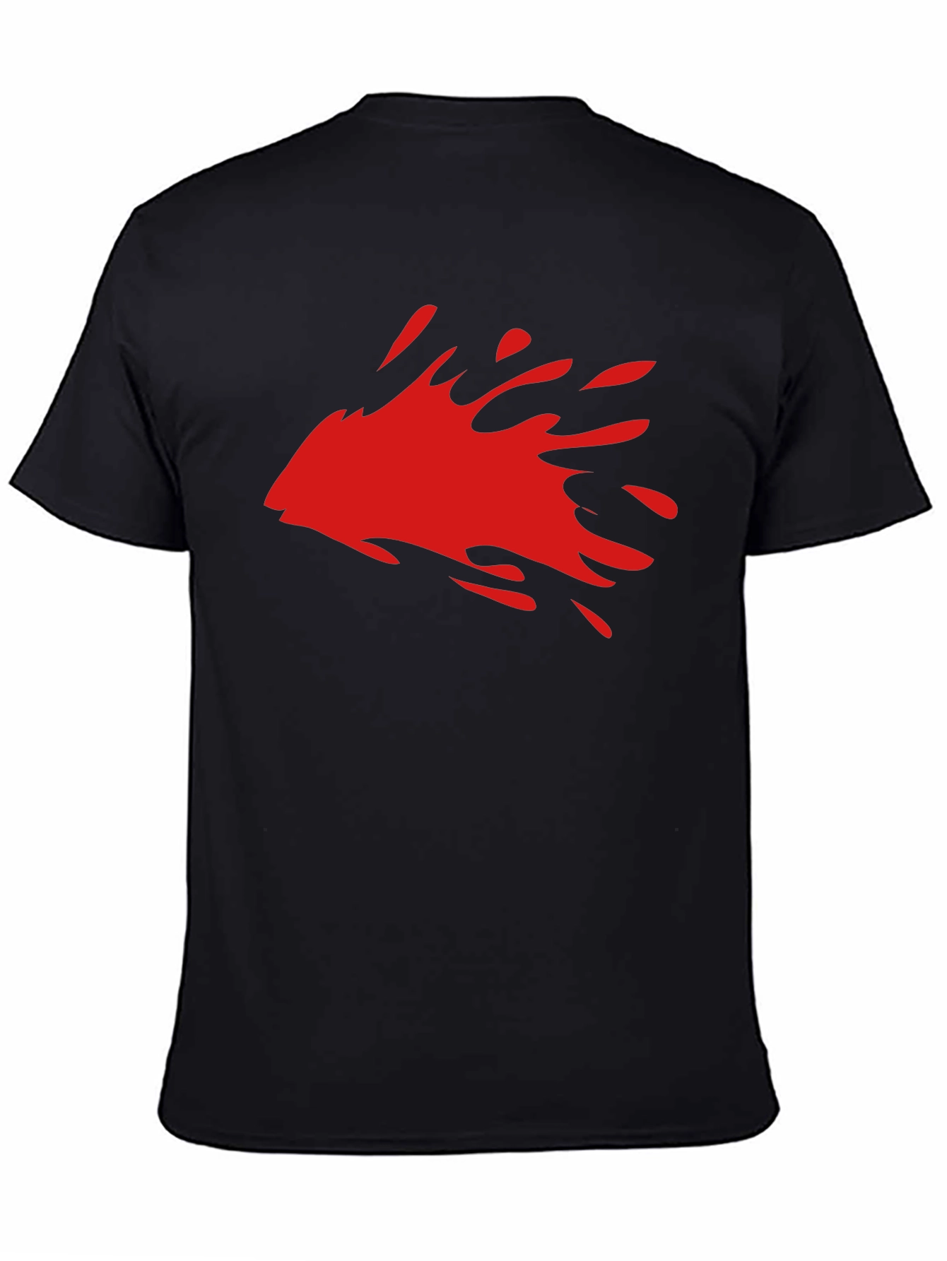 Mens Black T-Shirt with Red Splash Graphic