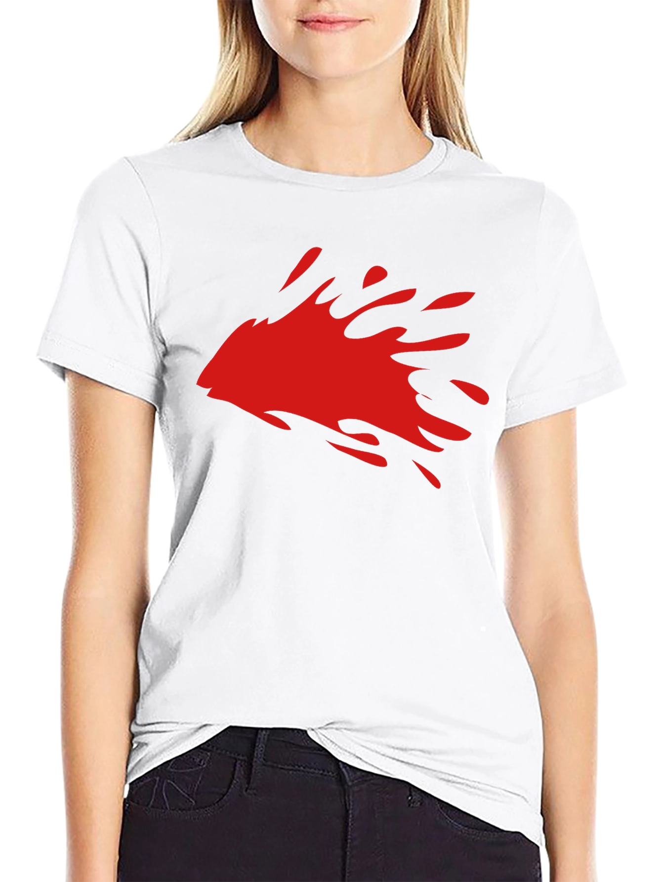 Mens Black T-Shirt with Red Splash Graphic