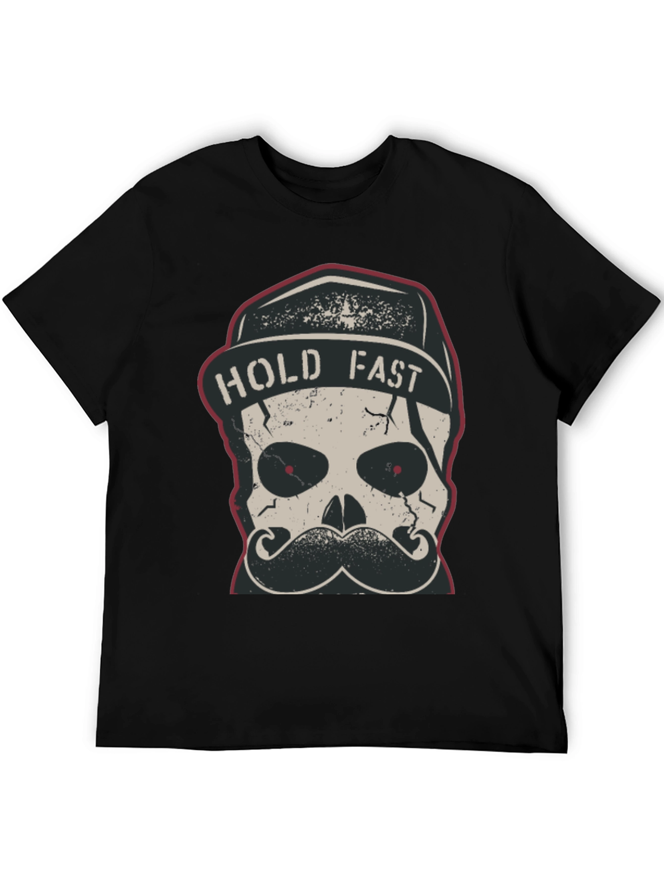 Hold Fast Skull Graphic Tee - Black Cotton T-Shirt