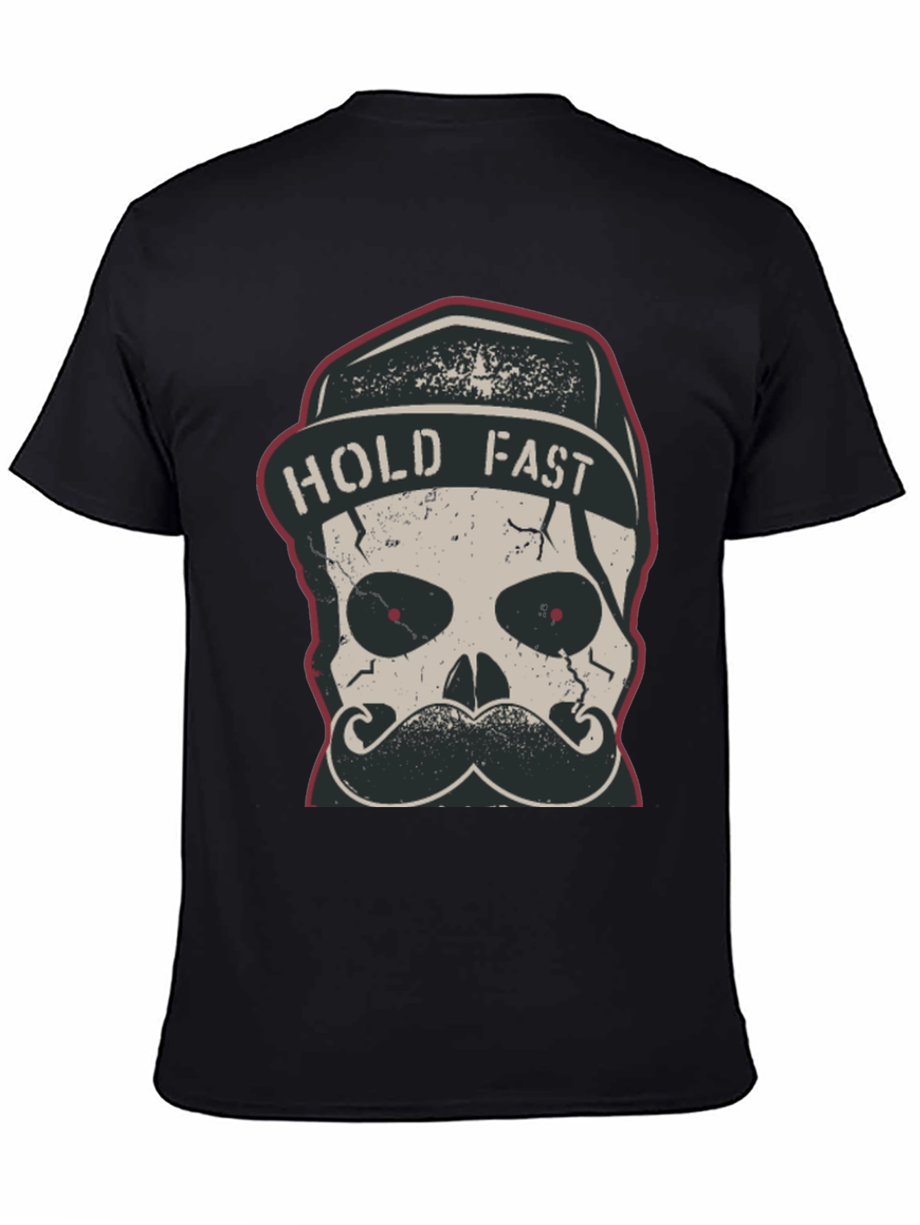 Hold Fast Skull Graphic Tee - Black Cotton T-Shirt