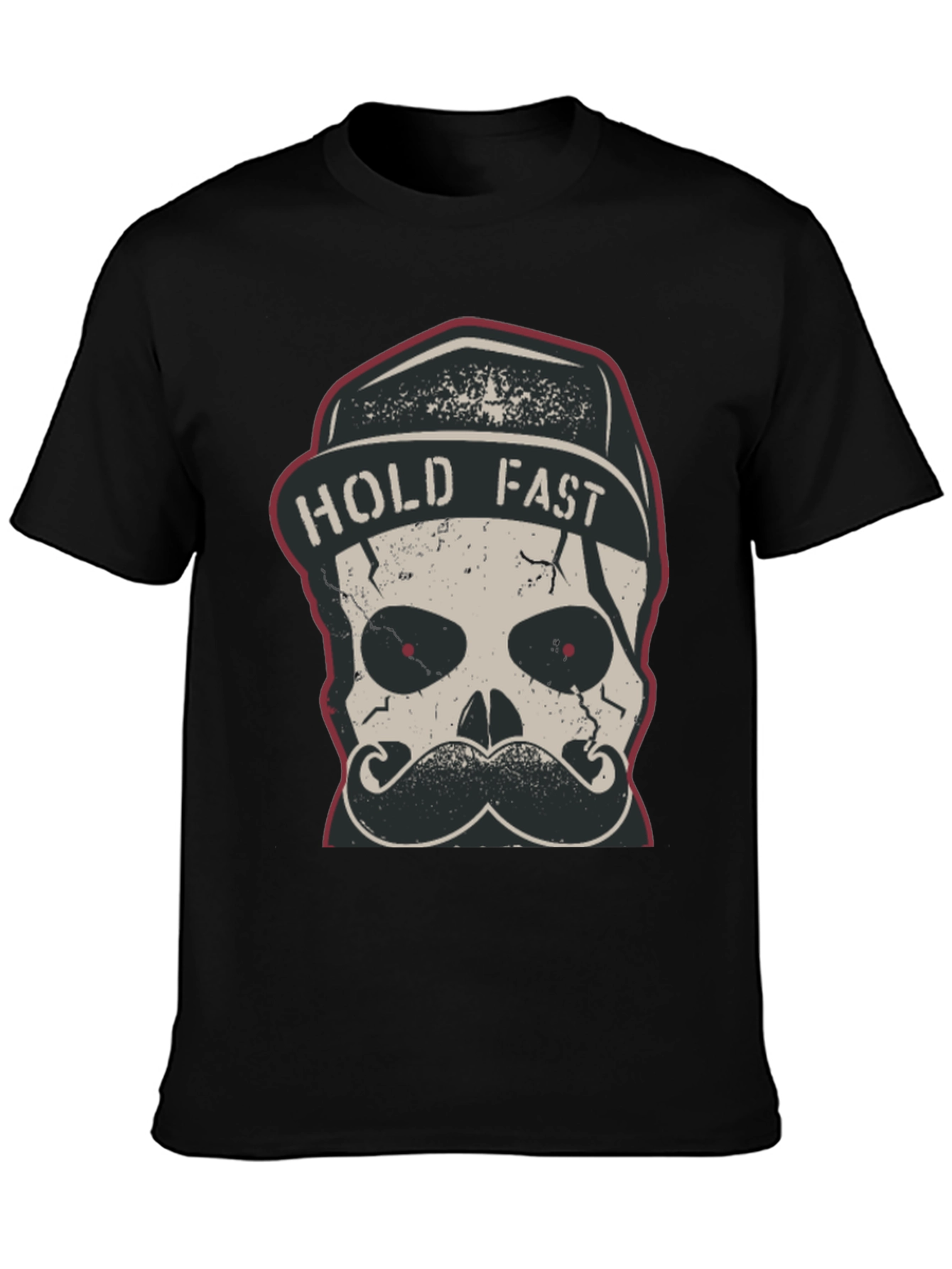 Hold Fast Skull Graphic Tee - Black Cotton T-Shirt