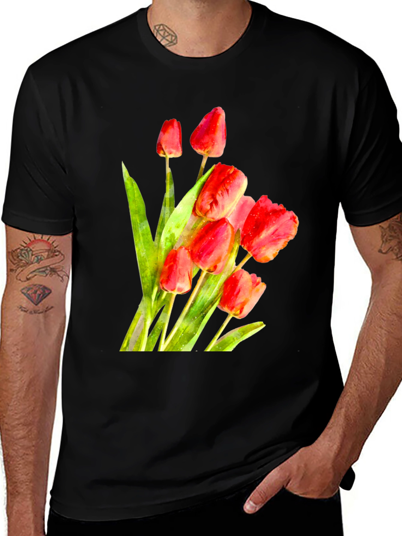 Tulip Bouquet Graphic Tee - Stylish Floral Print