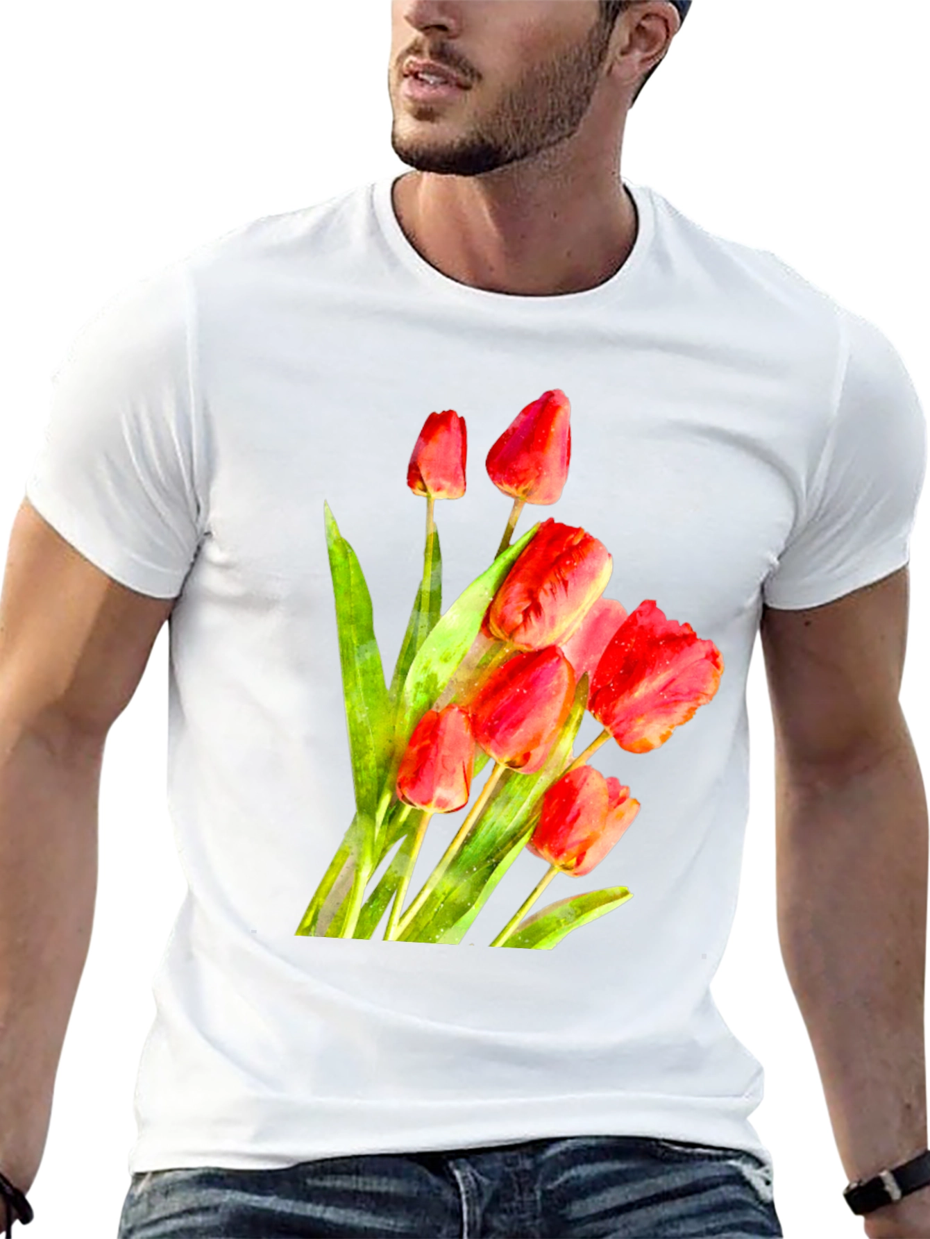 Tulip Bouquet Graphic Tee - Stylish Floral Print