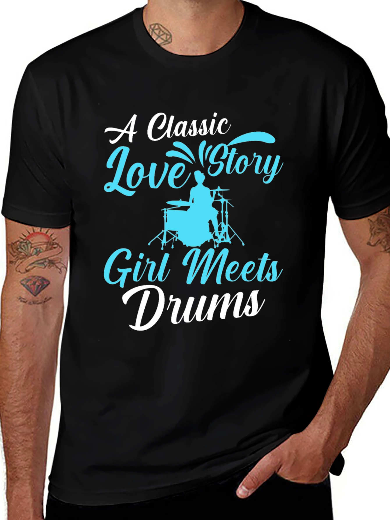 Classic Love Story Drummer Graphic Tee