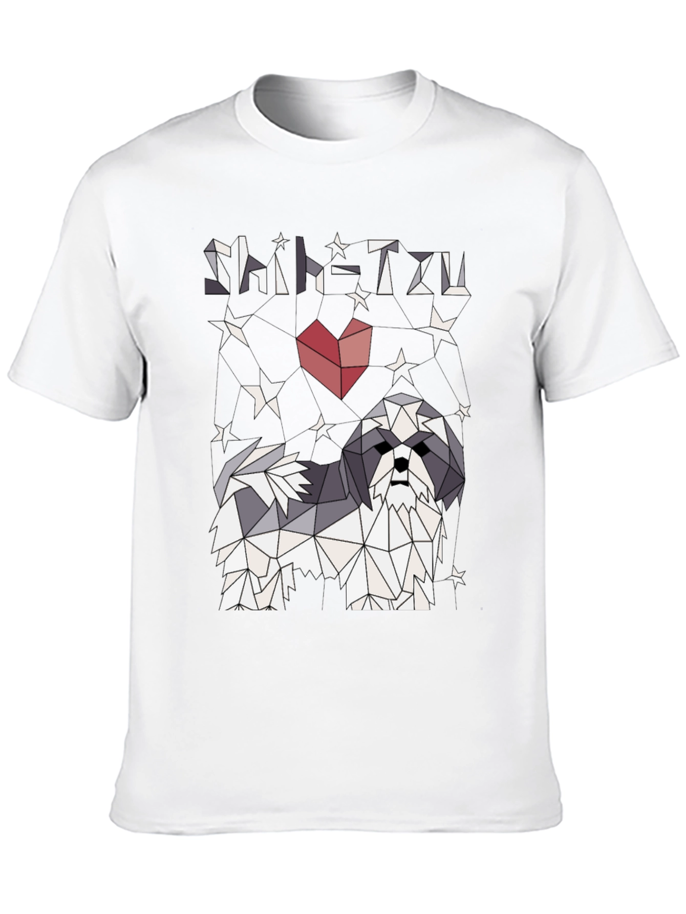 Shih Tzu Geometric Art Black Graphic Tee