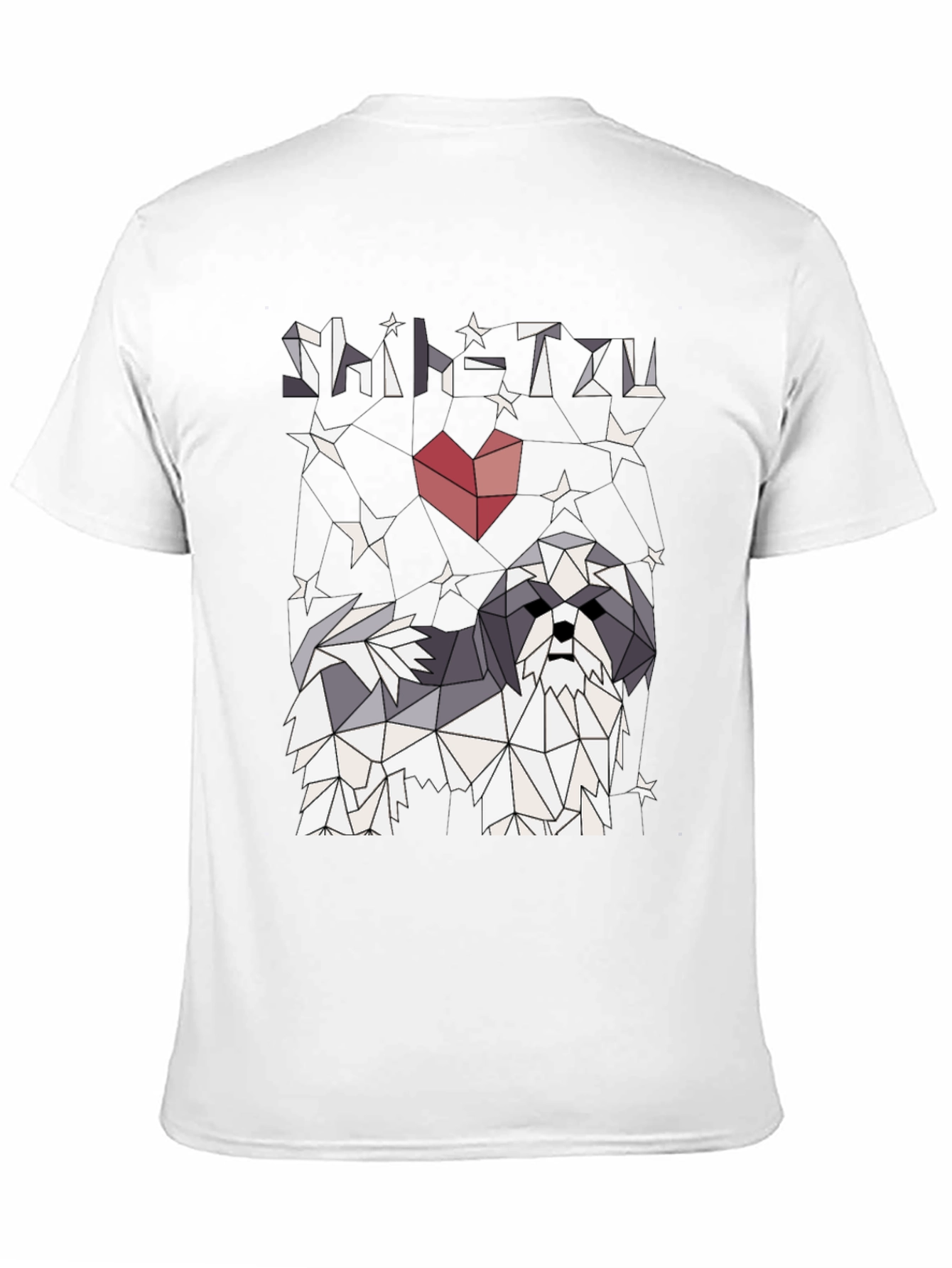 Shih Tzu Geometric Art Black Graphic Tee