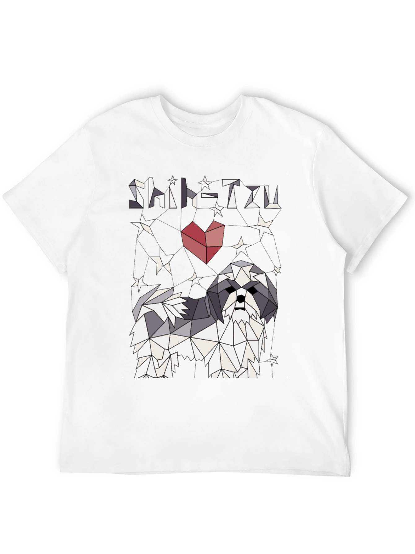 Shih Tzu Geometric Art Black Graphic Tee