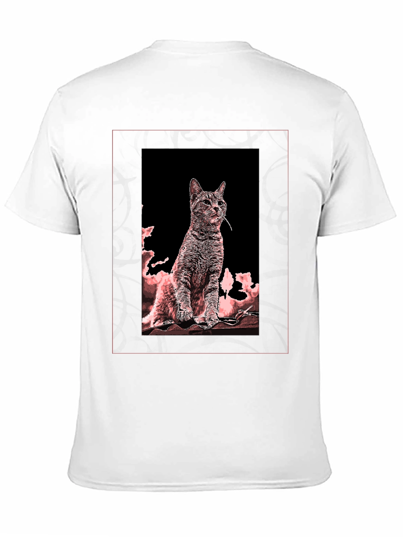 Artistic Cat Graphic Tee - Black