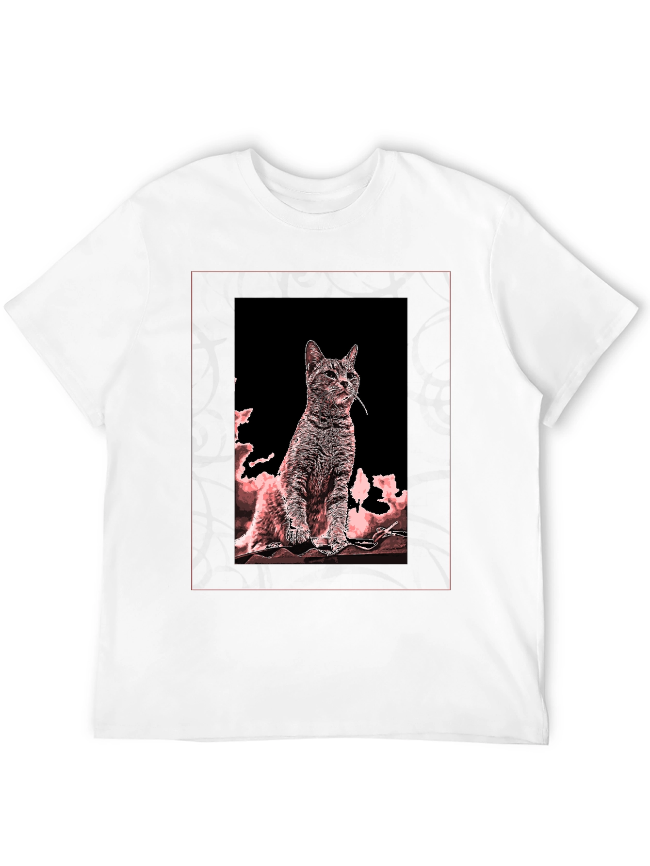 Artistic Cat Graphic Tee - Black