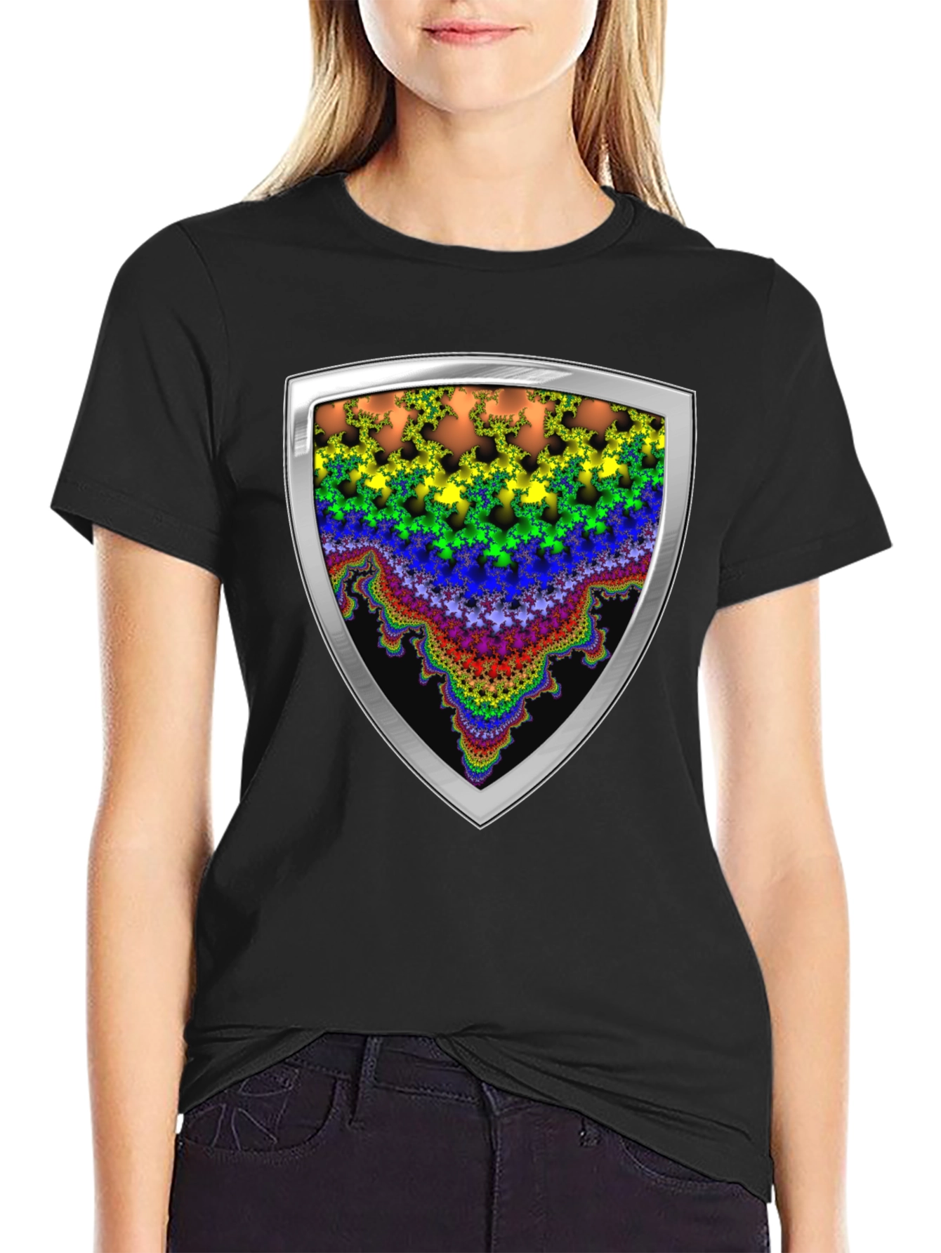 Fractal Shield Graphic Tee - Bold & Unique Design