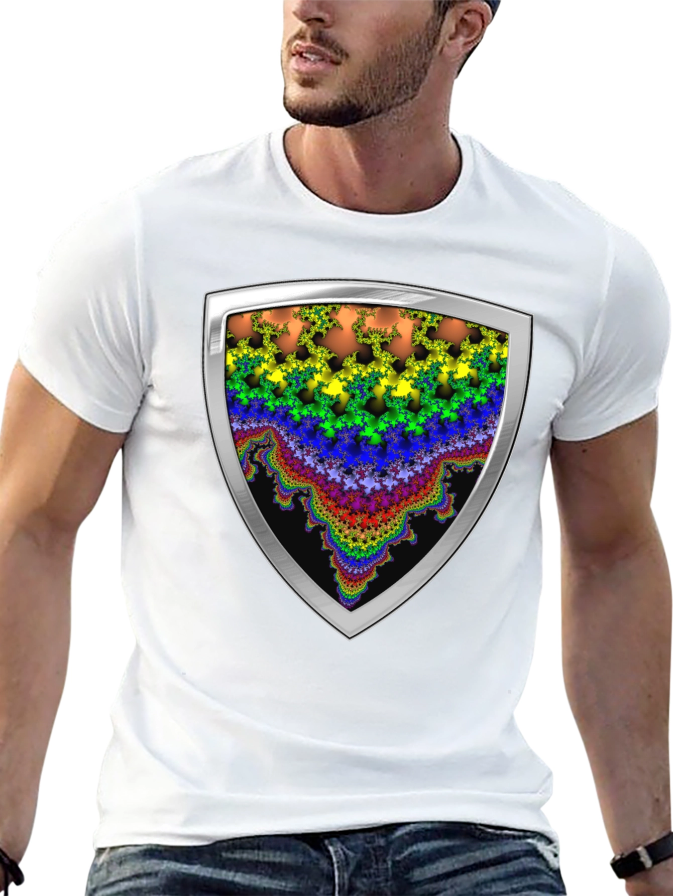 Fractal Shield Graphic Tee - Bold & Unique Design
