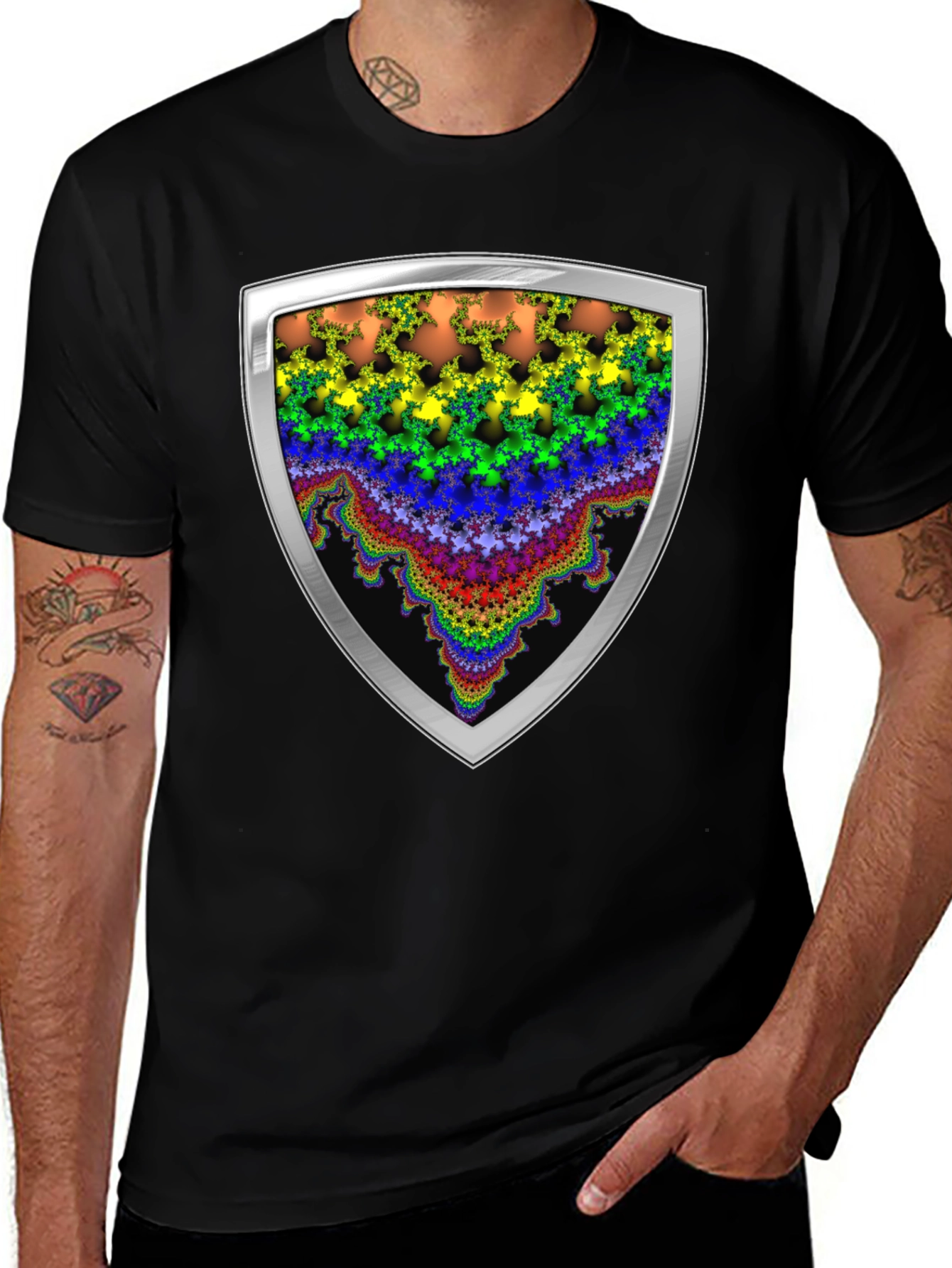 Fractal Shield Graphic Tee - Bold & Unique Design