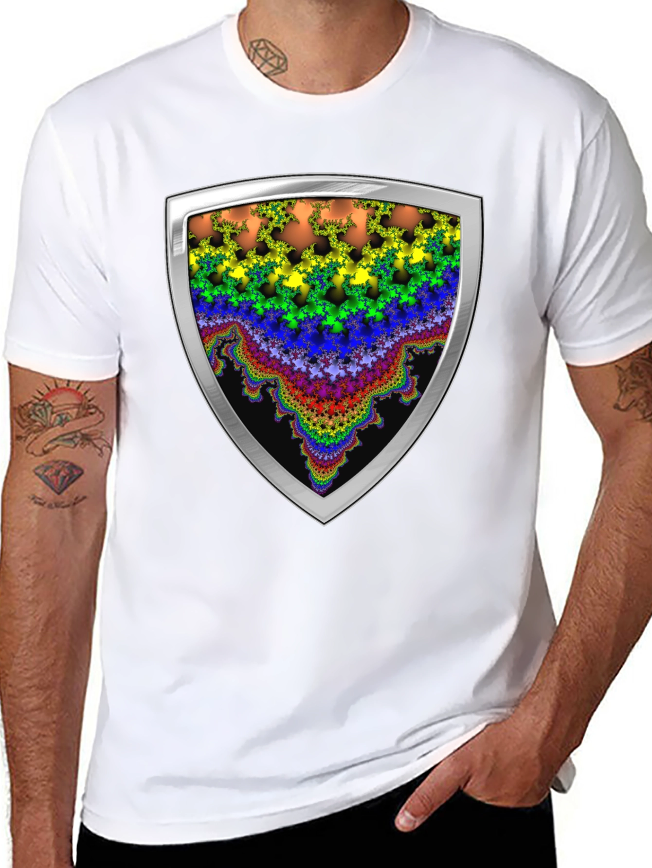 Fractal Shield Graphic Tee - Bold & Unique Design