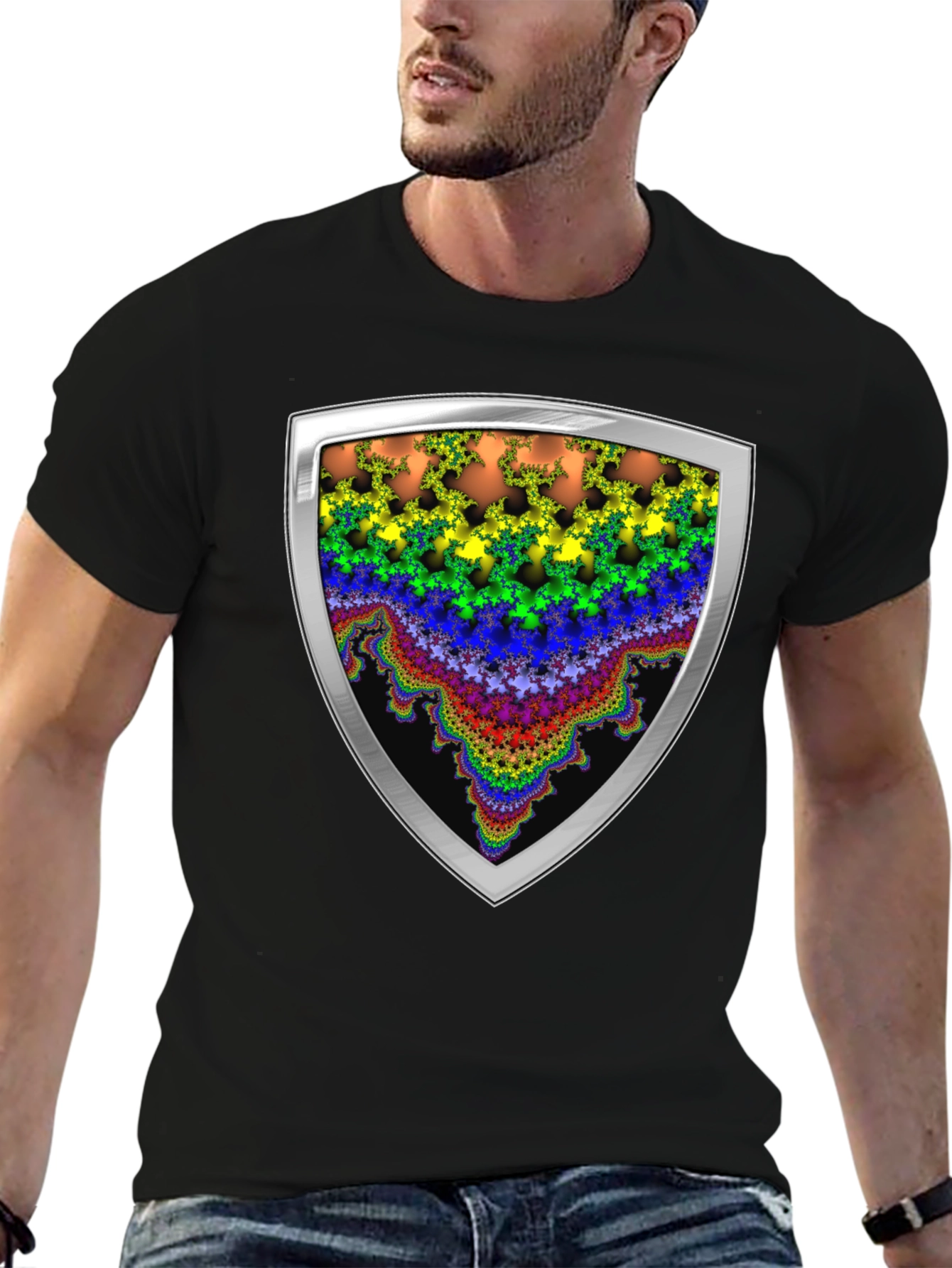 Fractal Shield Graphic Tee - Bold & Unique Design